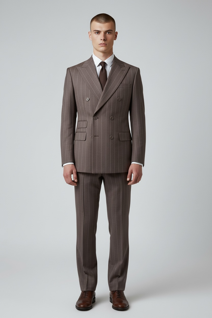 Noah John Taupe Stripe DB suit