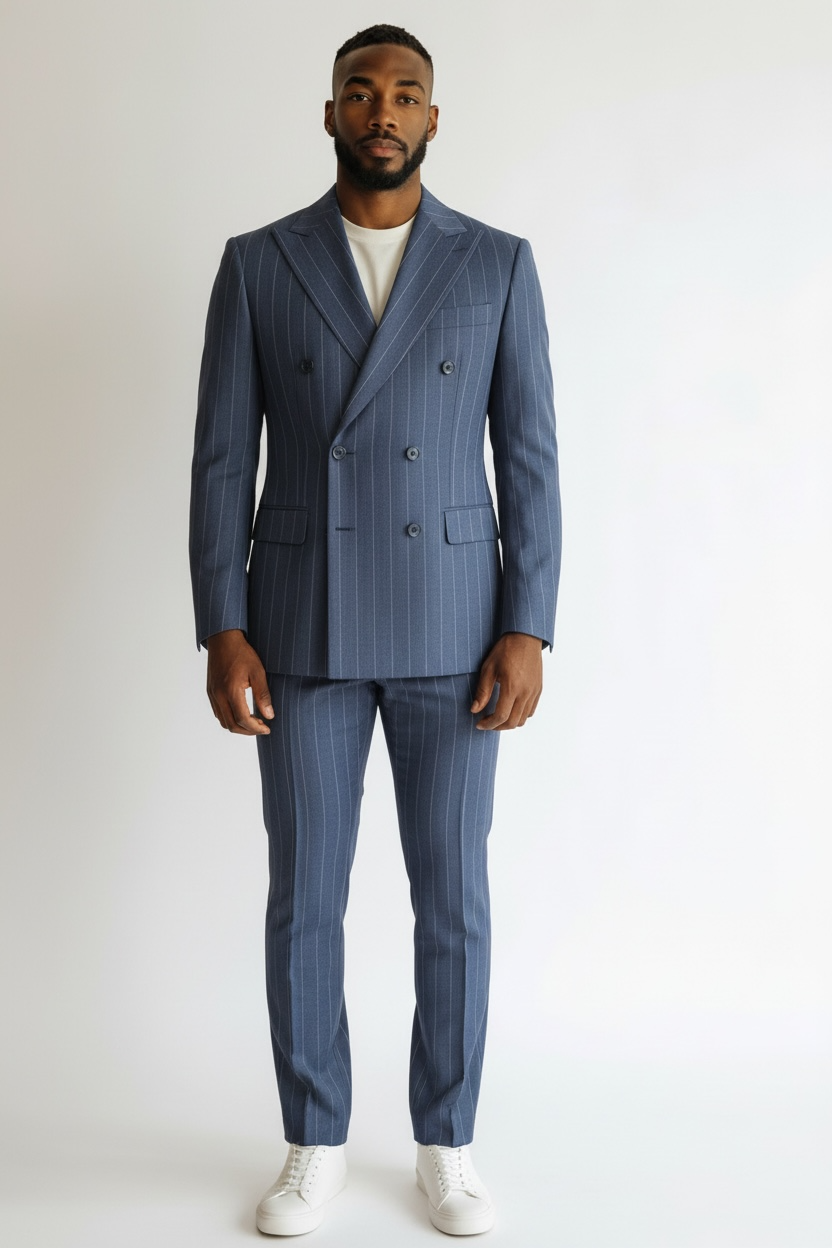 Noah John Navy Stripe DB suit