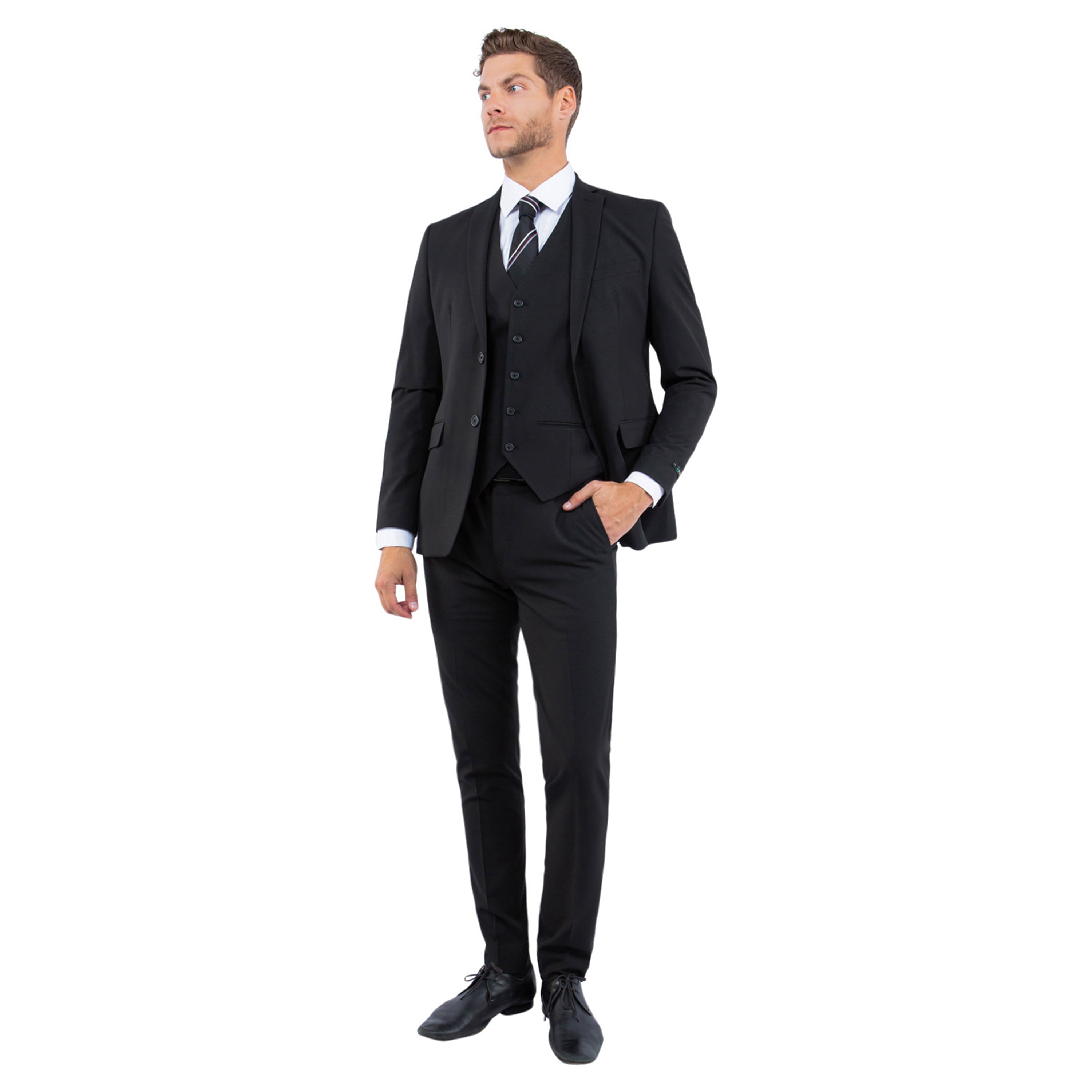 Men’s 3-Piece 4-Way Stretch Suit – Sleek, Comfortable & Versatile | D&K Menswear