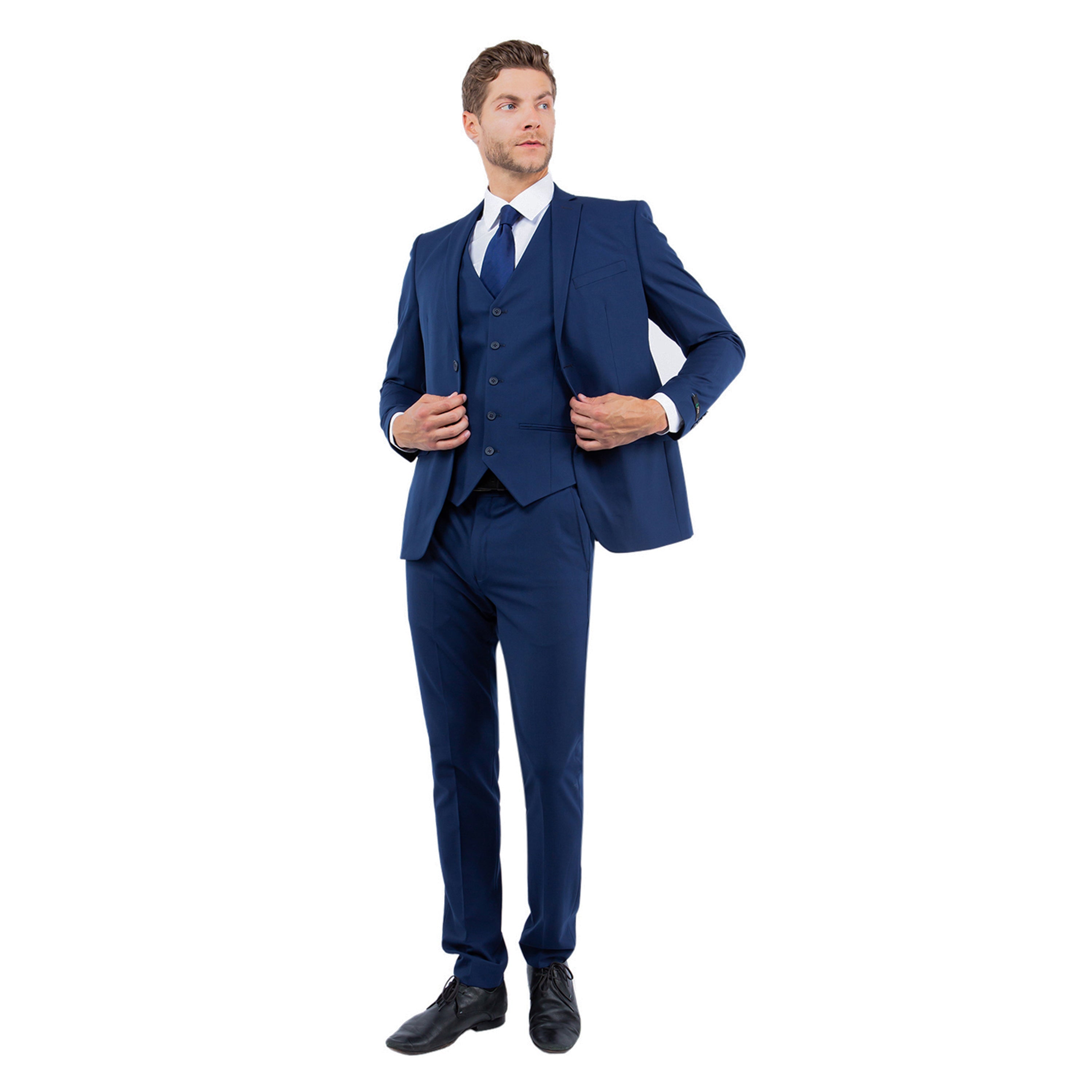 Men’s 3-Piece 4-Way Stretch Suit – Modern Fit & All-Day Comfort | D&K Menswear