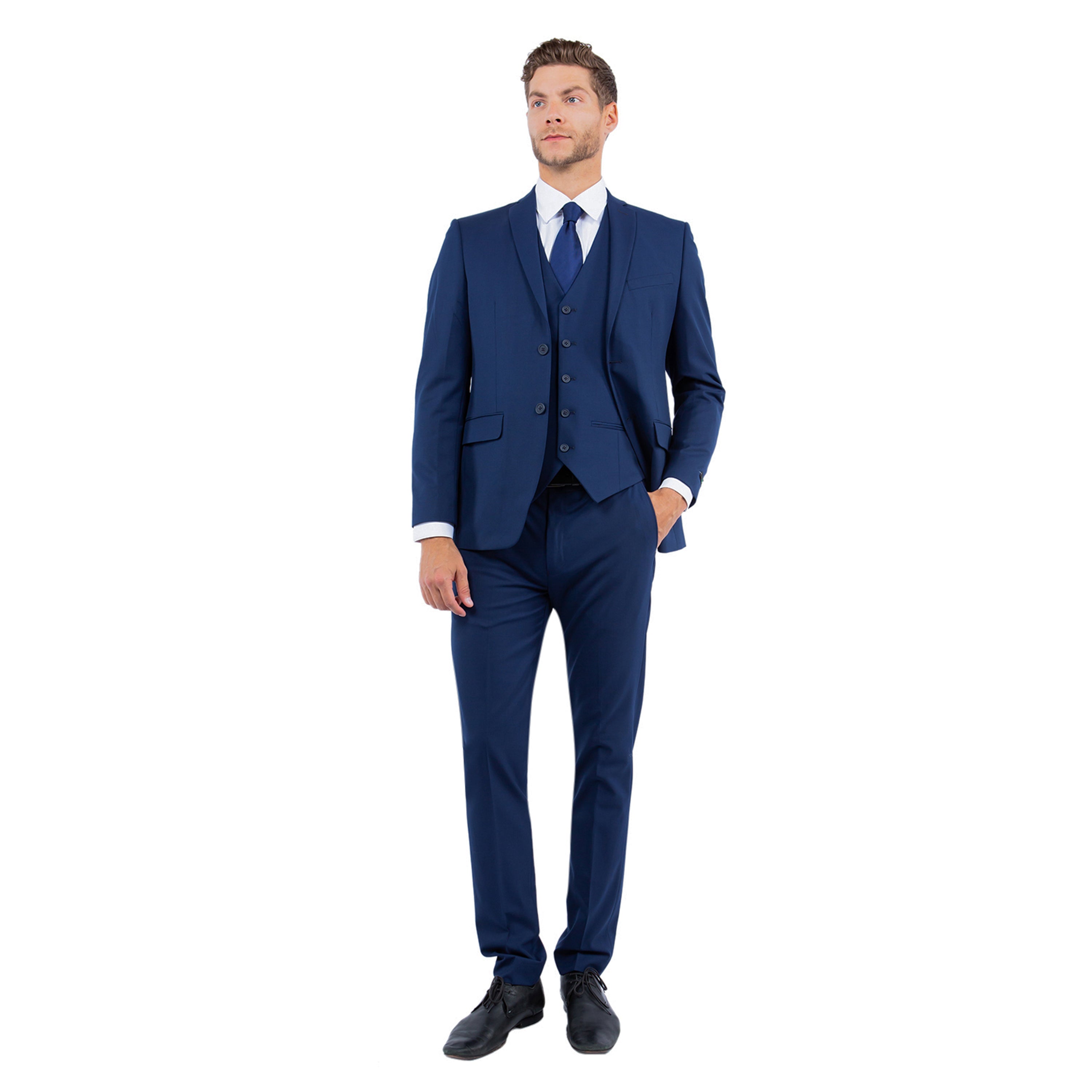 Men’s 3-Piece 4-Way Stretch Suit – Modern Fit & All-Day Comfort | D&K Menswear