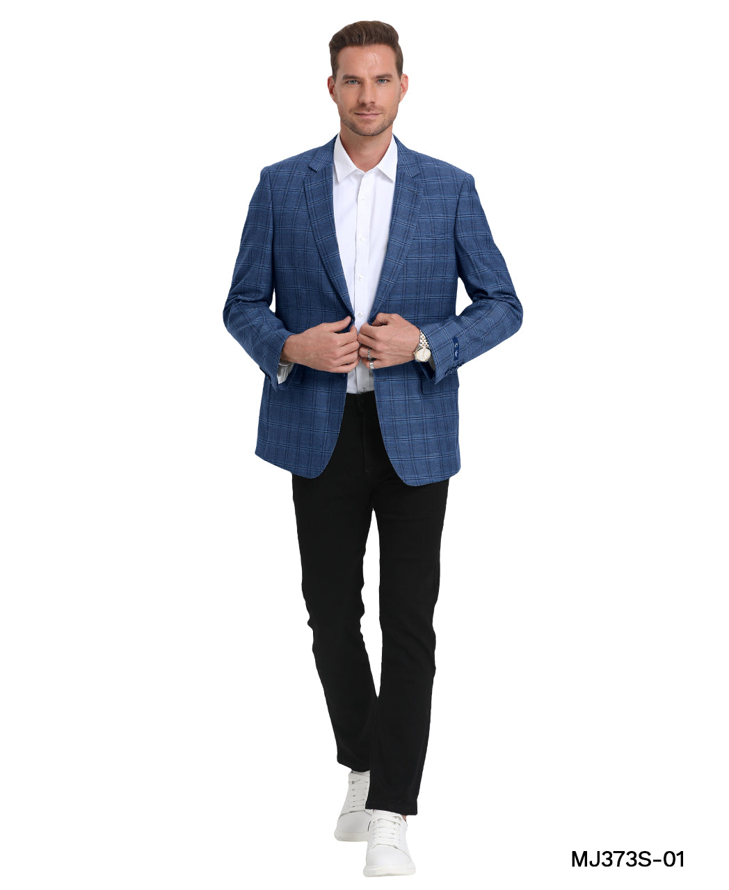 Men’s Plaid Slim-Fit Blazer with Notch Lapel – A Perfect Blend of Elegance & Modern Style | D&K Menswear