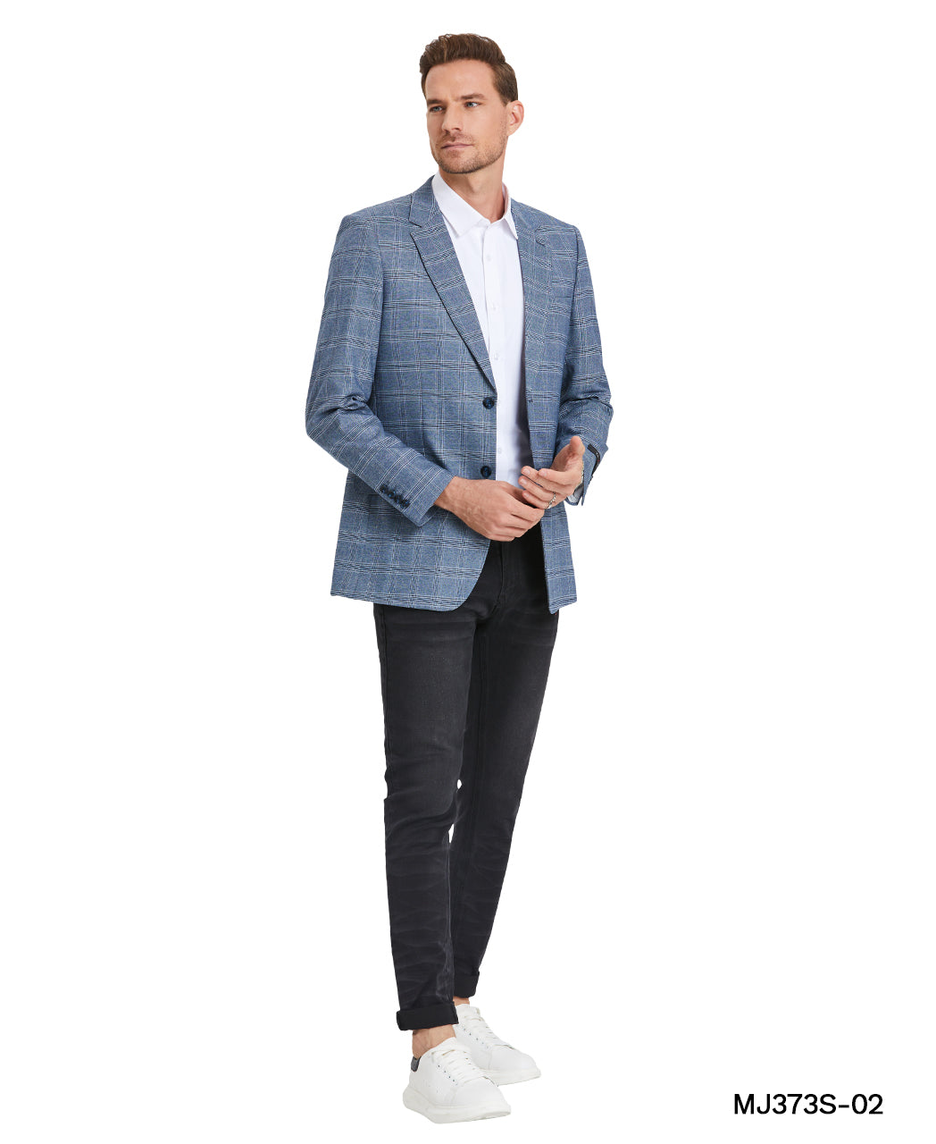Men’s Plaid Slim-Fit Blazer with Notch Lapel – Modern Elegance & Comfort | D&K Menswear