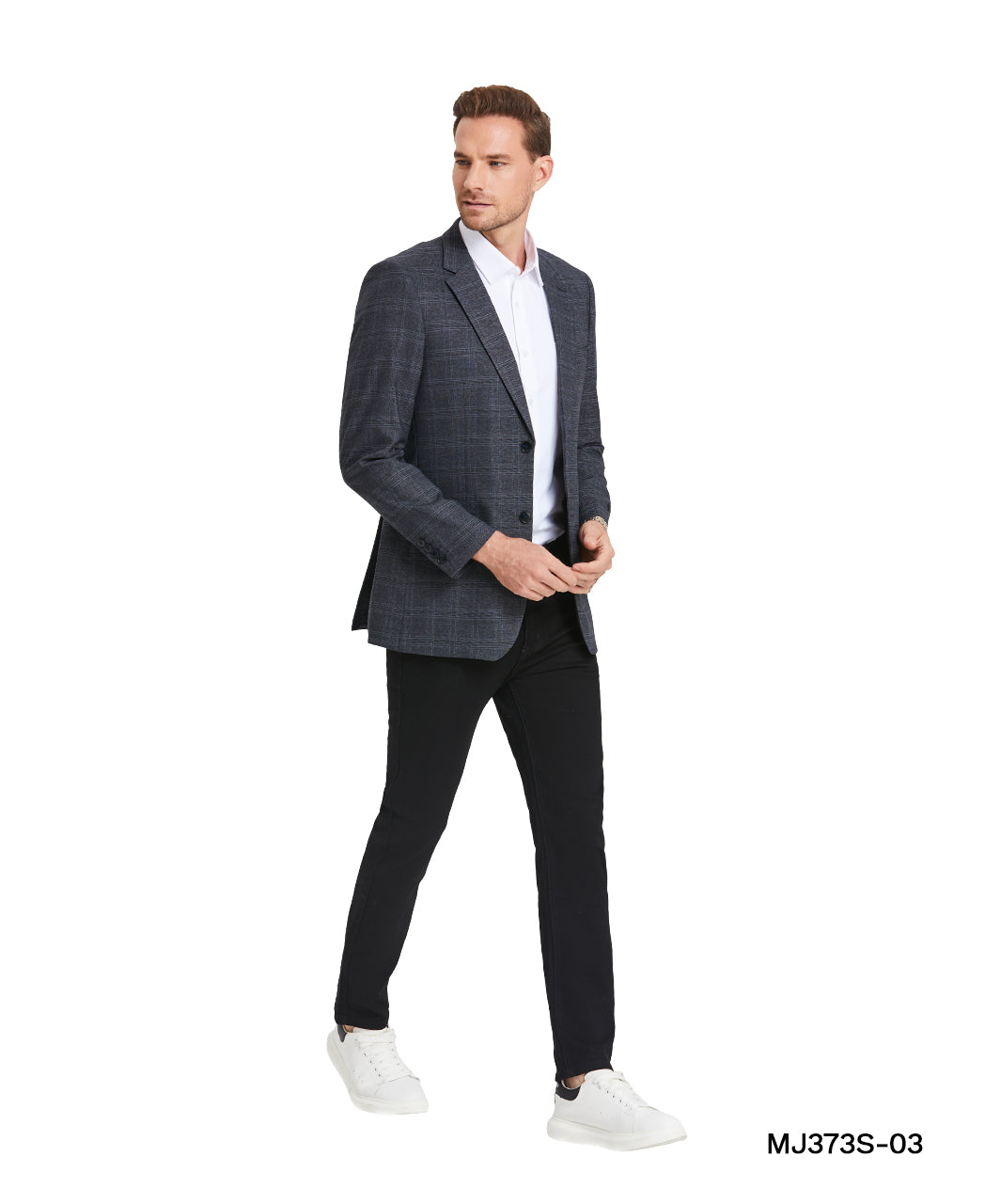 Men’s Plaid Slim-Fit Blazer with Notch Lapel – A Blend of Style & Sophistication | D&K Menswear