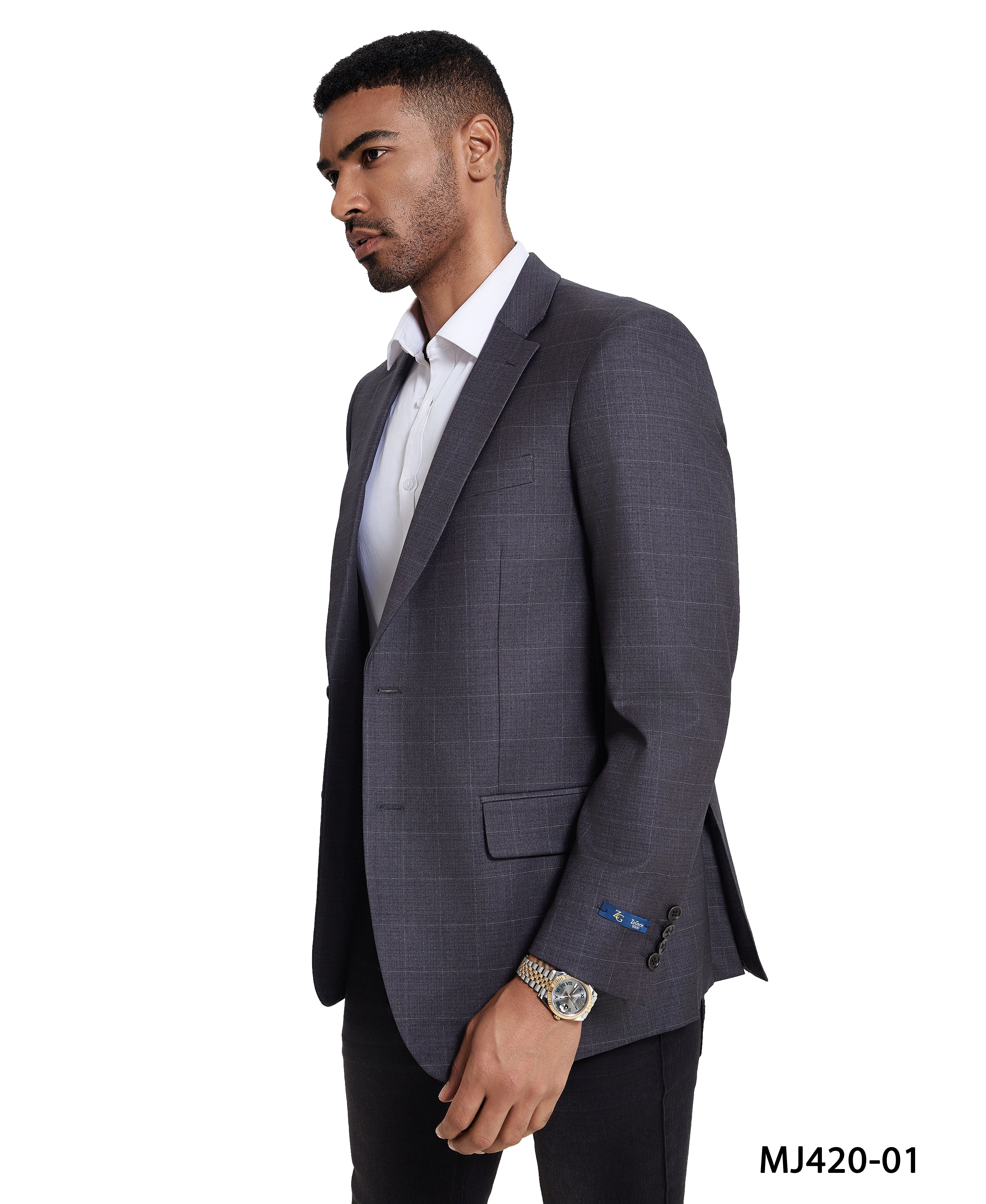 Men’s Modern Fit Windowpane Sport Coat with Notch Lapel – A Timeless Blend of Style & Comfort | D&K Menswear