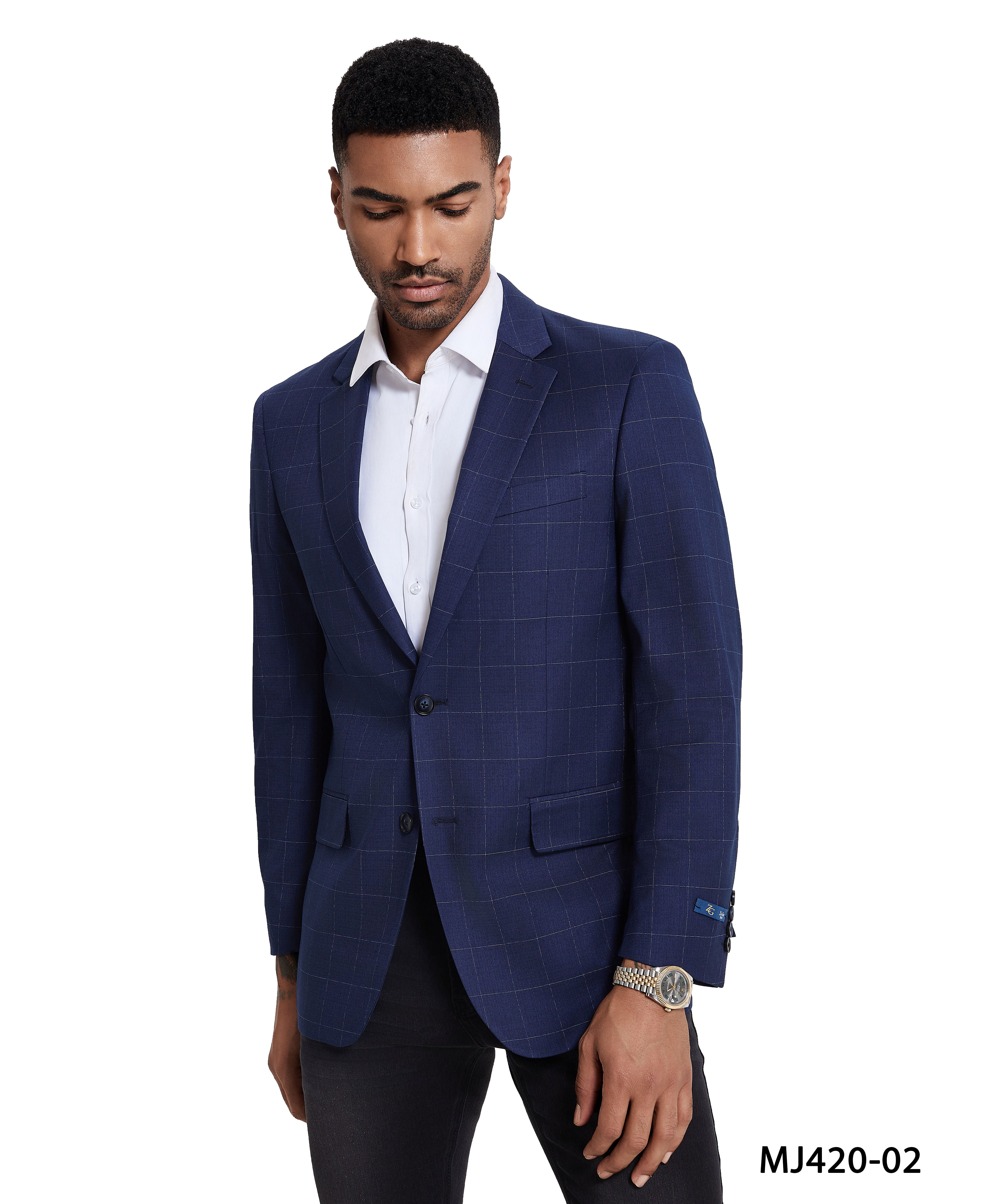 Men’s Modern Fit Windowpane Sport Coat with Notch Lapel – A Timeless Blend of Style & Comfort | D&K Menswear