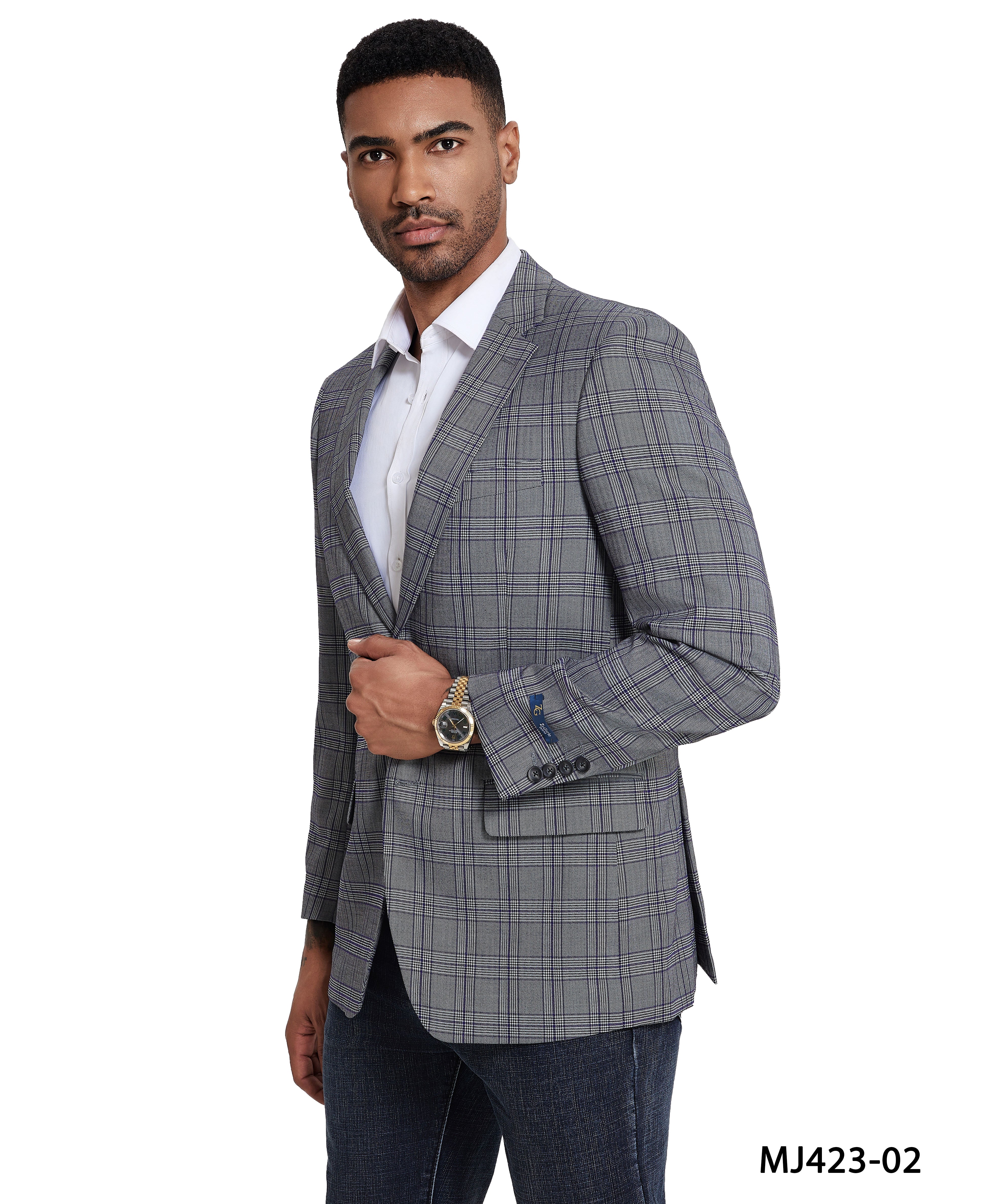 Men’s Modern Fit Windowpane Sport Coat with Notch Lapel – A Blend of Classic & Contemporary Style | D&K Menswear