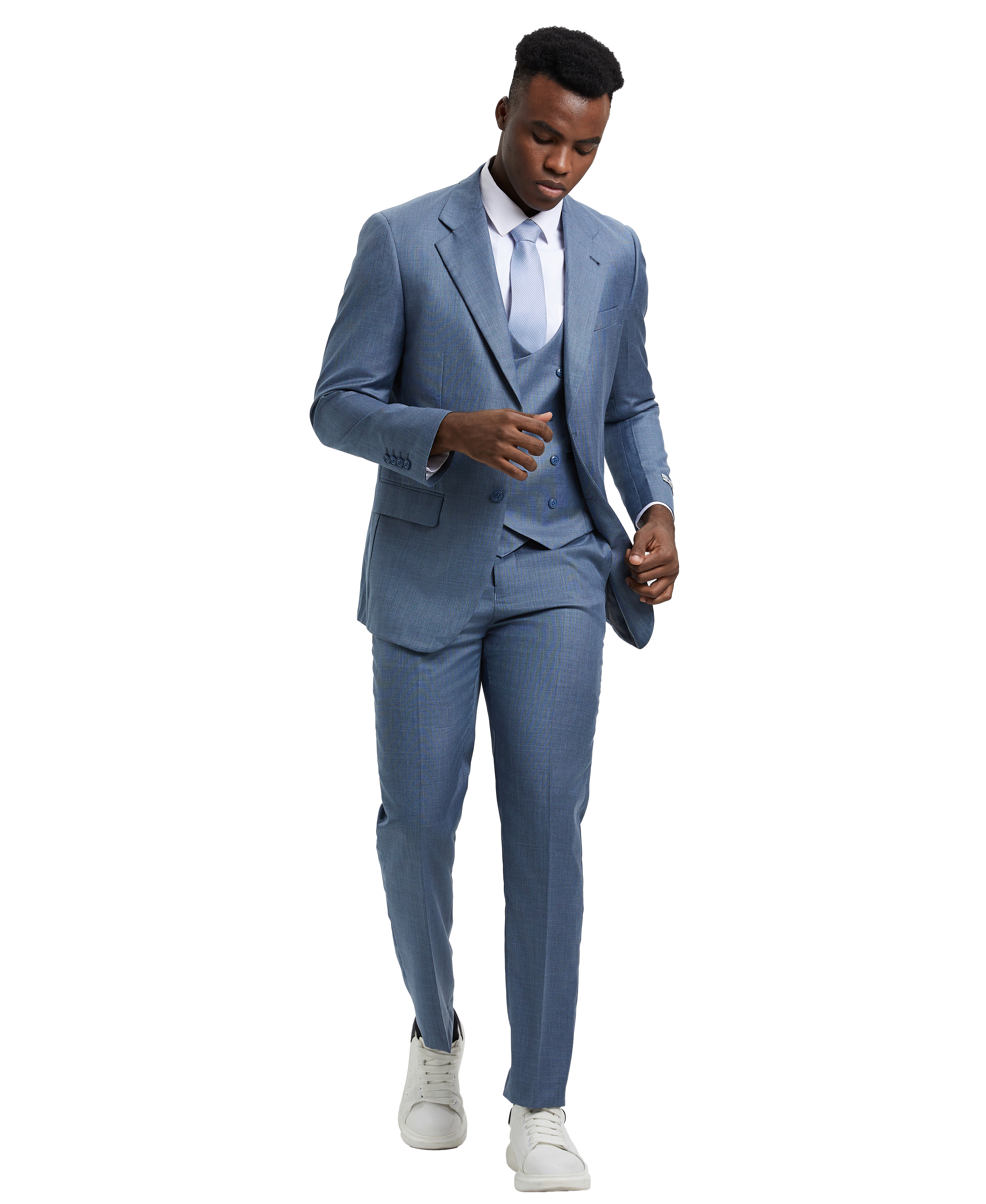 Men’s Suit, Stacy Adams Hybrid-Fit Suit, Textured Suit, Frost Blue Suit, Notch Lapel Suit, Business Attire, Formalwear, Wedding Suit, Special Occasion Suit, D&K Menswear Collection