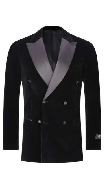 Men’s Velvet Double-Breasted Jacket with Peak Lapel – Elegant & Timeless Style | D&K Menswear