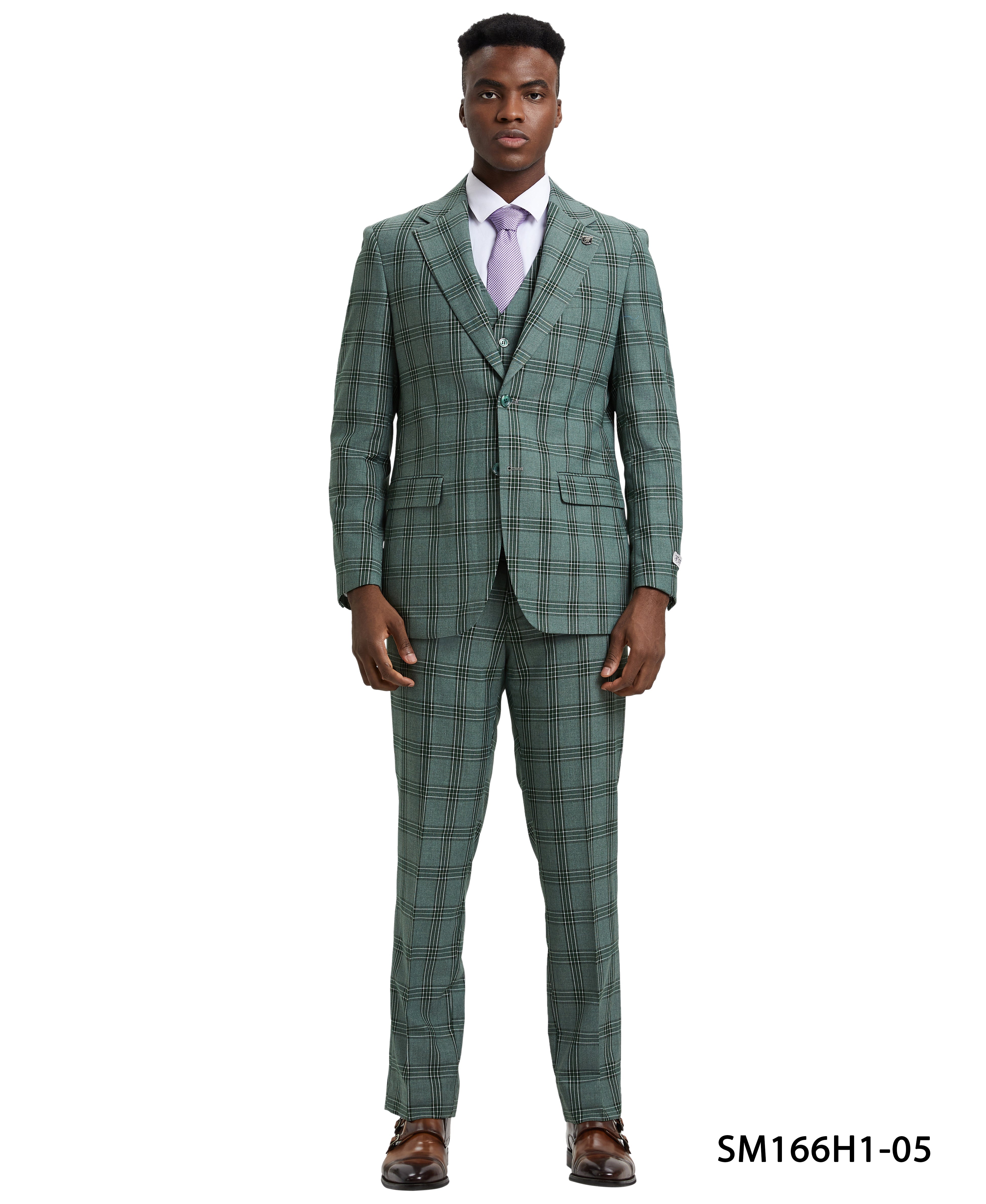 Stacy Adams Hybrid-Fit Vested Suit, Windowpane Green