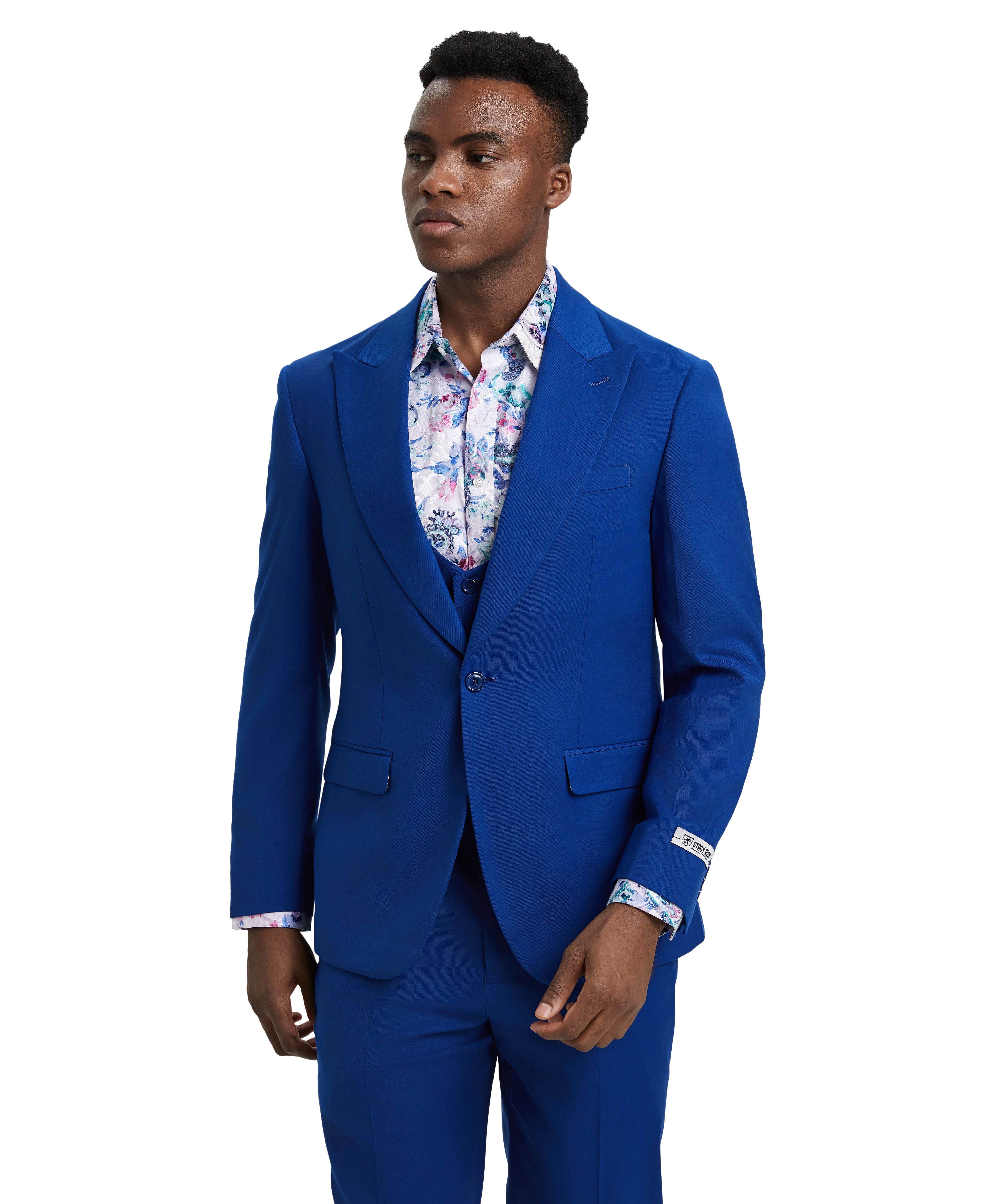 Men’s Stacy Adams Hybrid-Fit 3-Piece U-Shaped Vested Suit – Cobalt Blue | D&K Menswear