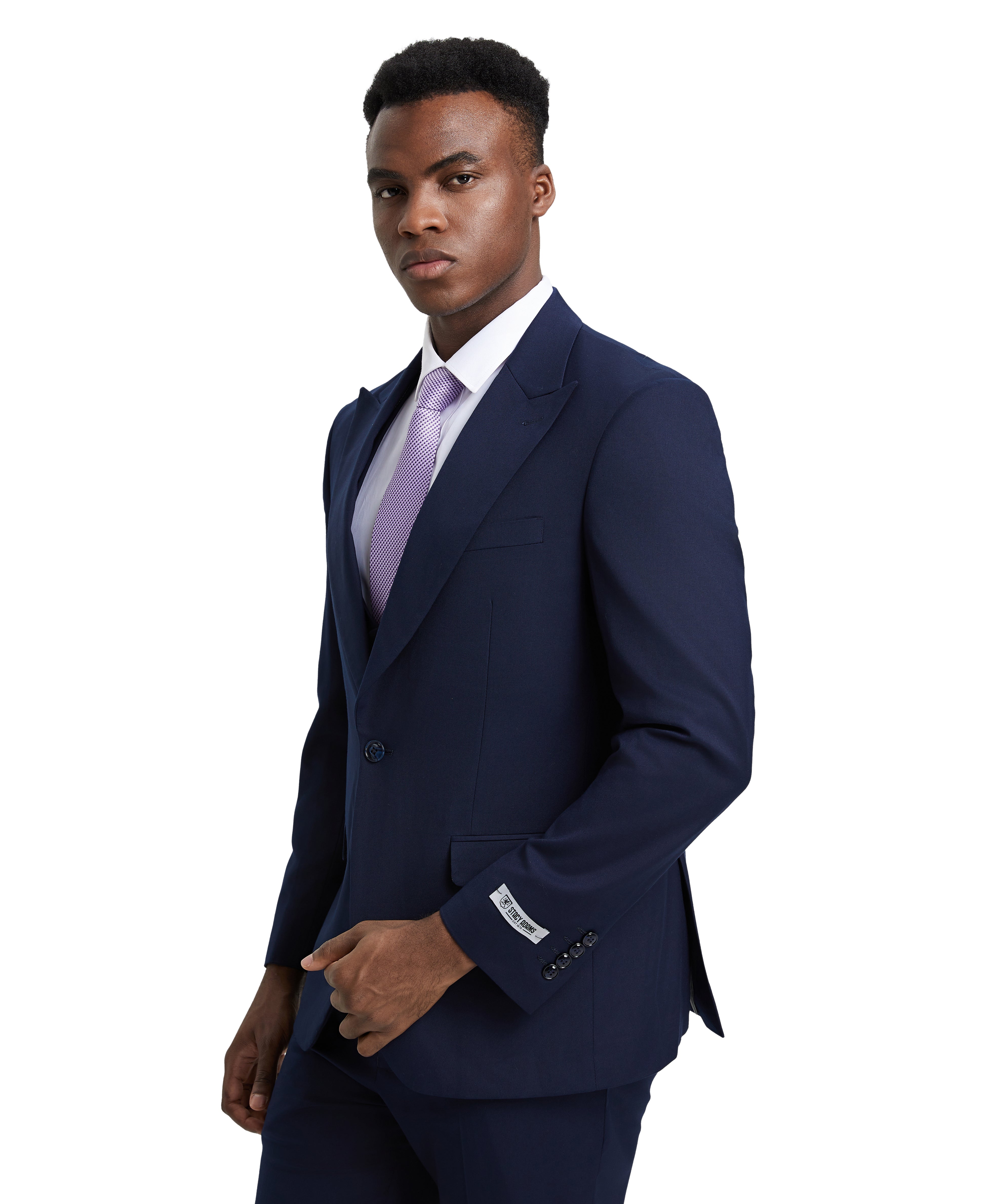 Stacy Adams Hybrid-Fit 3-Piece Suit with U-Shaped Vest – Navy