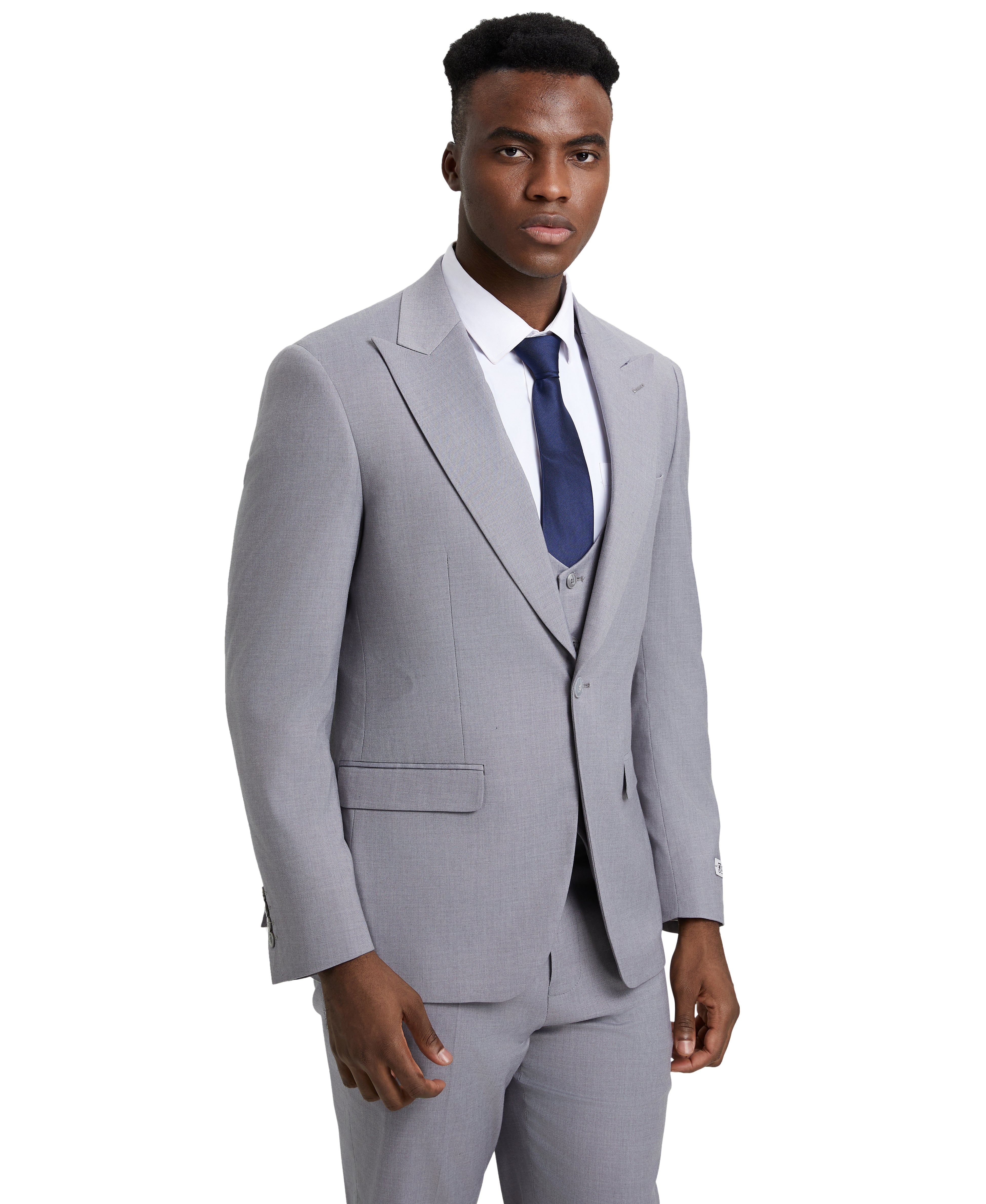 Stacy Adams Hybrid-Fit 3-Piece Suit with U-Shaped Vest – Grey