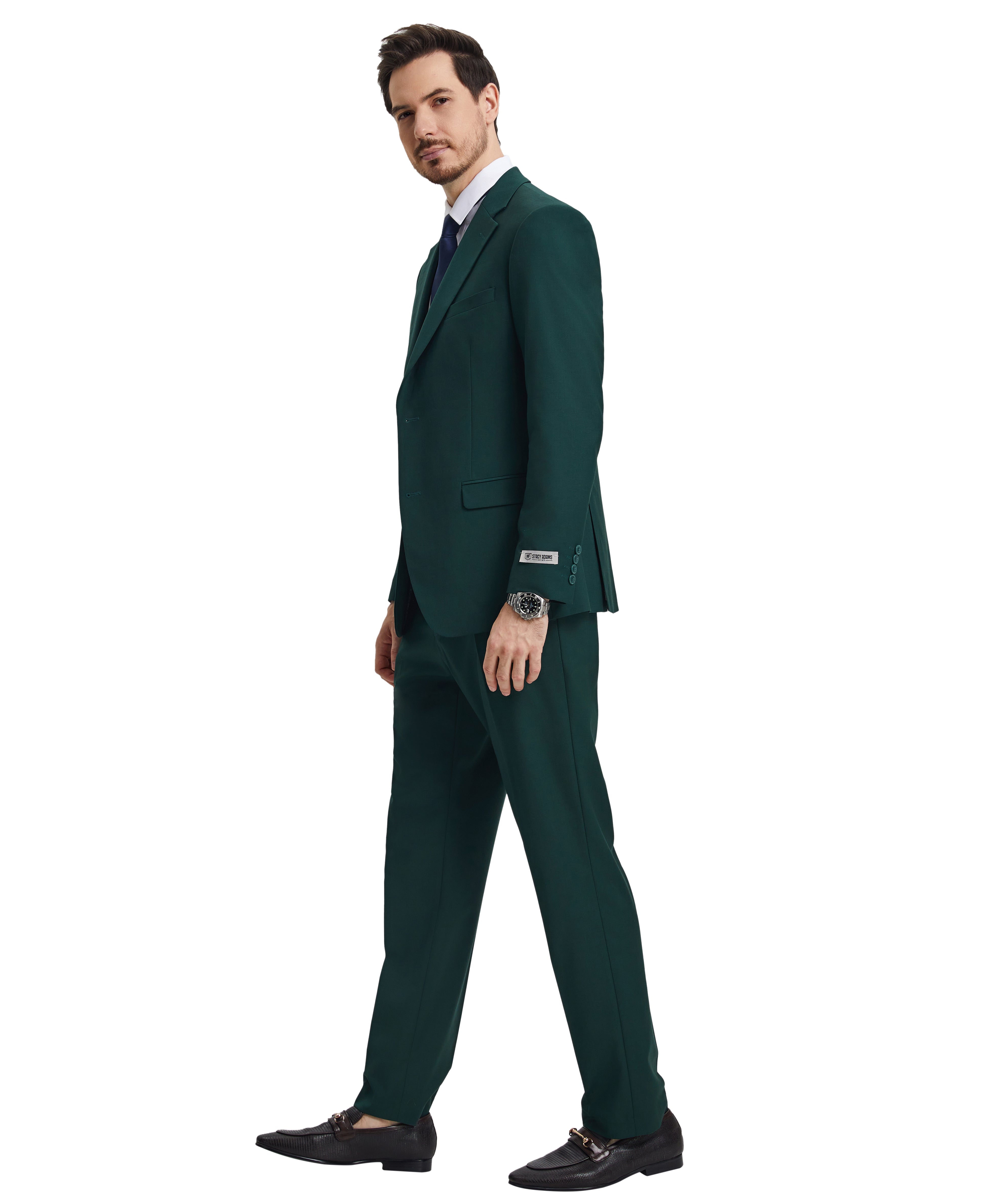 Men’s Stacy Adams Hybrid-Fit 3-Piece Vested Suit – Sacramento Green | D&K Menswear