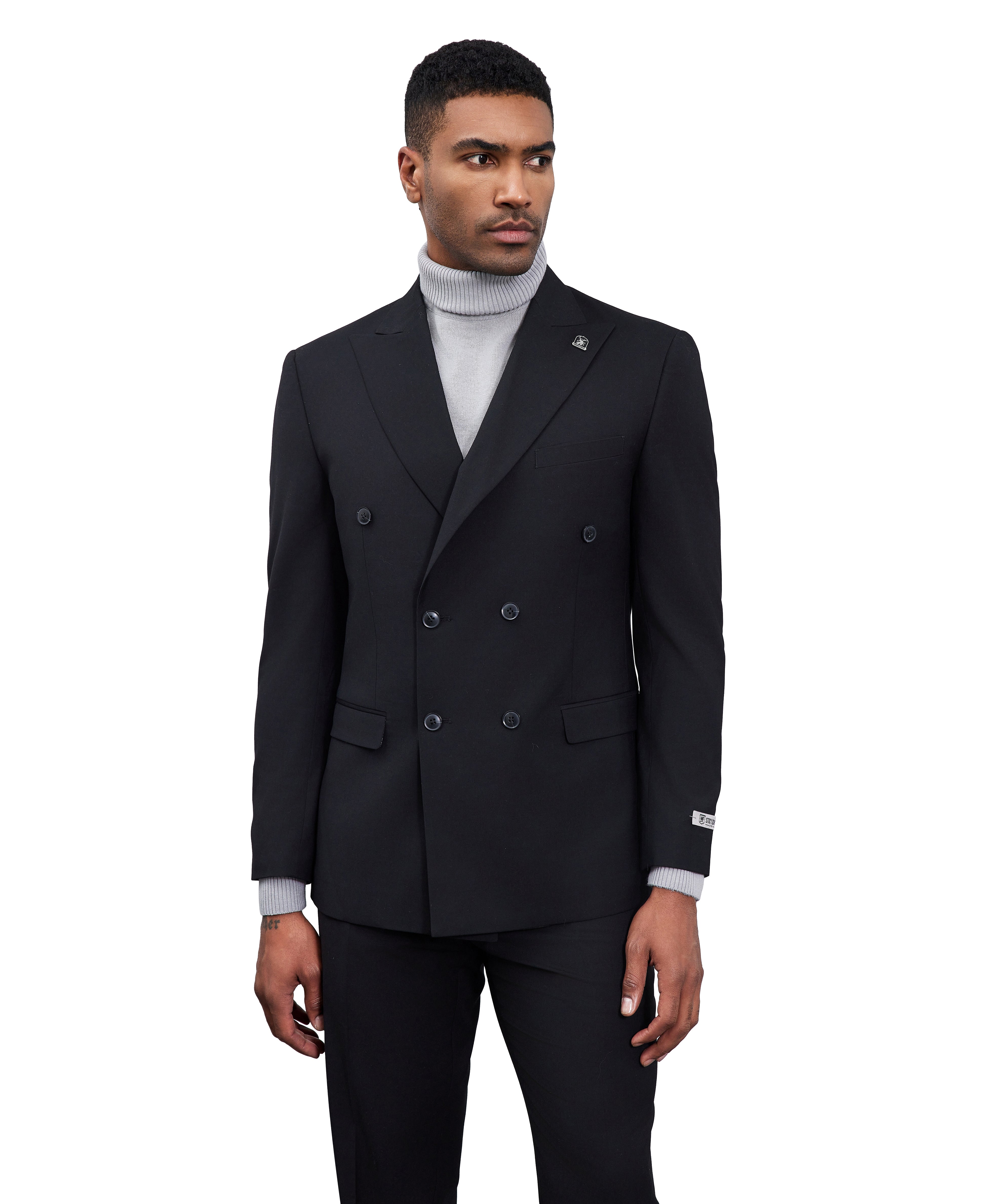 Men’s Stacy Adams Double-Breasted Suit – Black | D&K Menswear