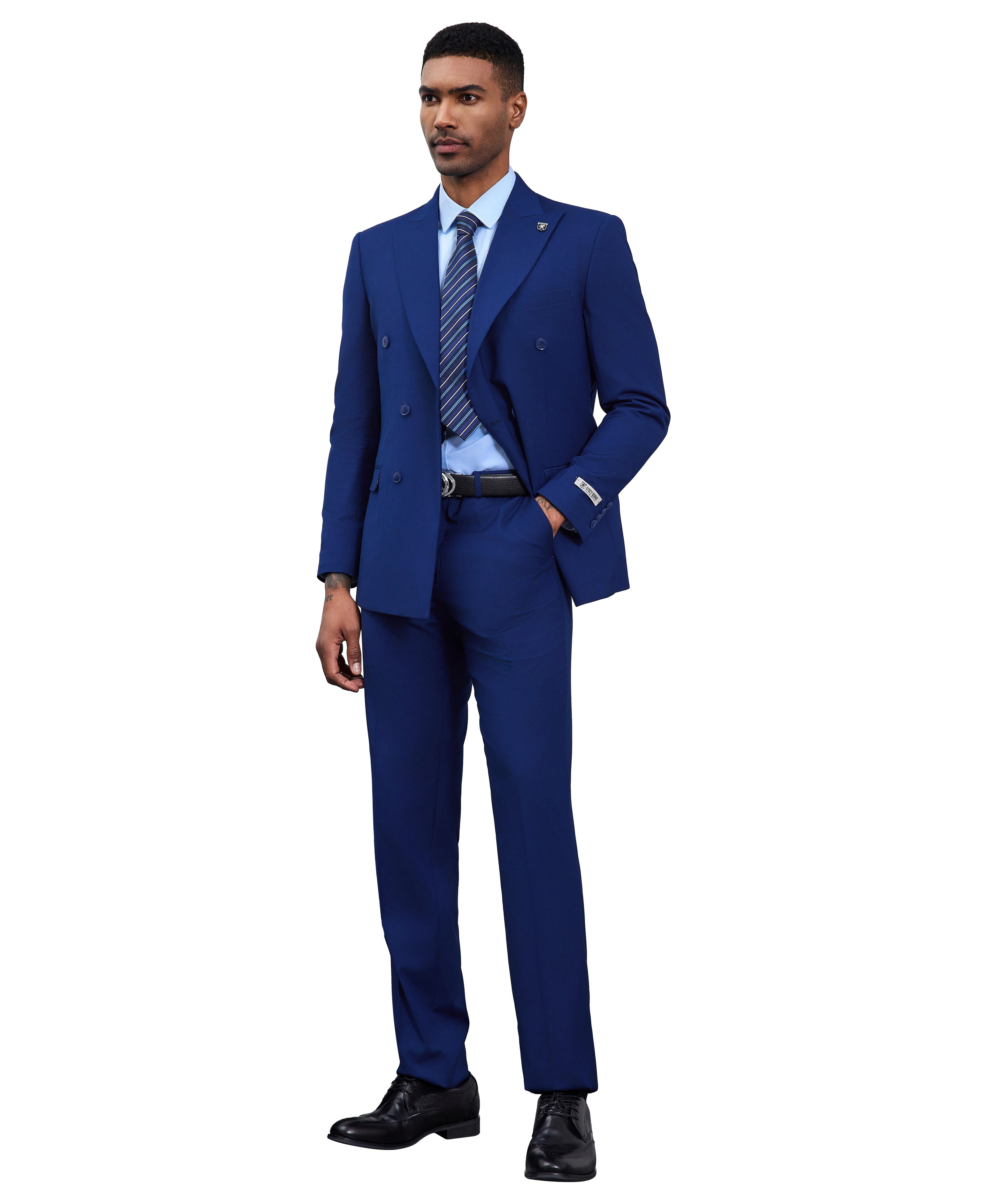 Men’s Stacy Adams Double-Breasted Suit – Blue | D&K Menswear