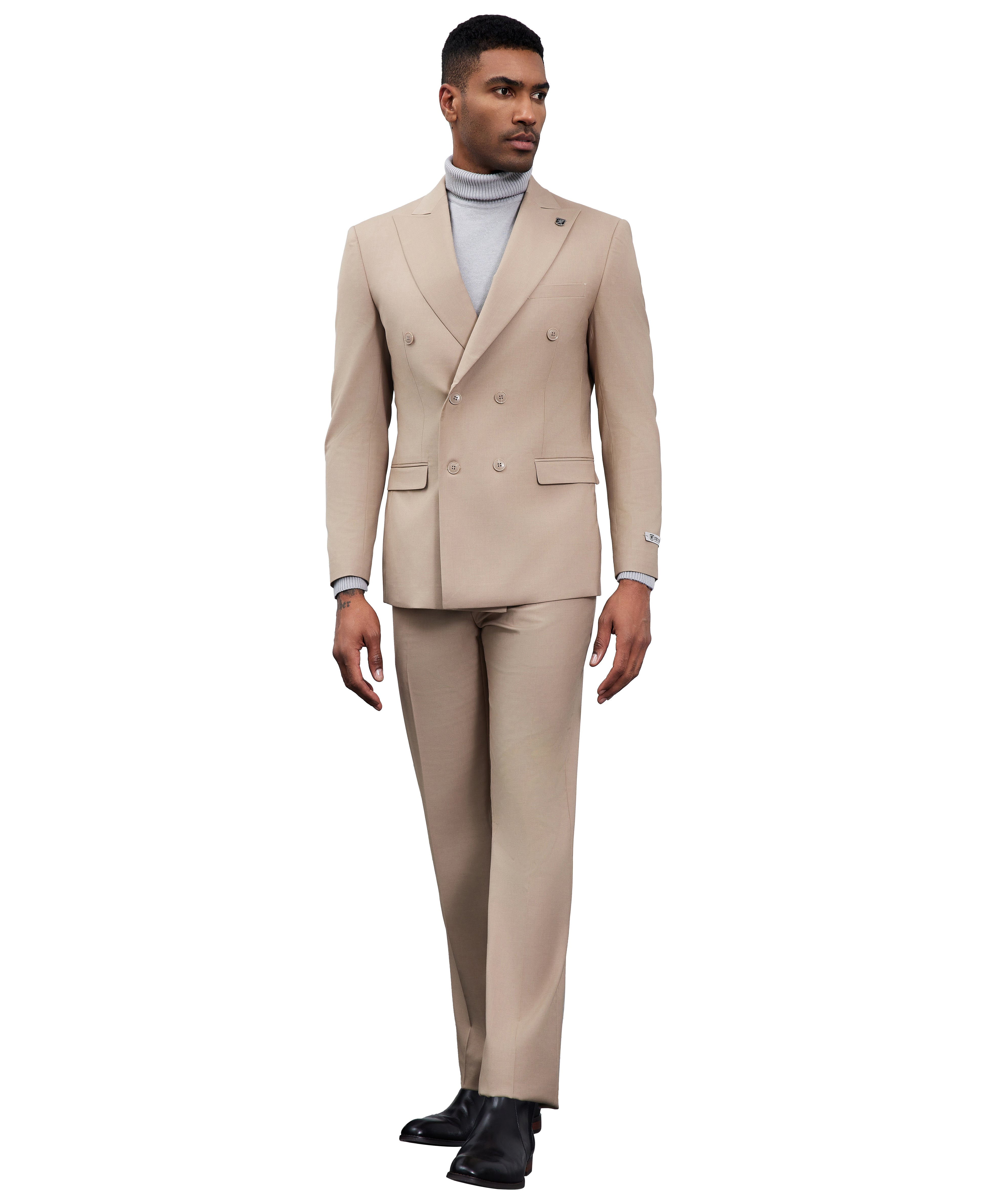 Men’s Stacy Adams Double-Breasted Suit – Tan | D&K Menswear