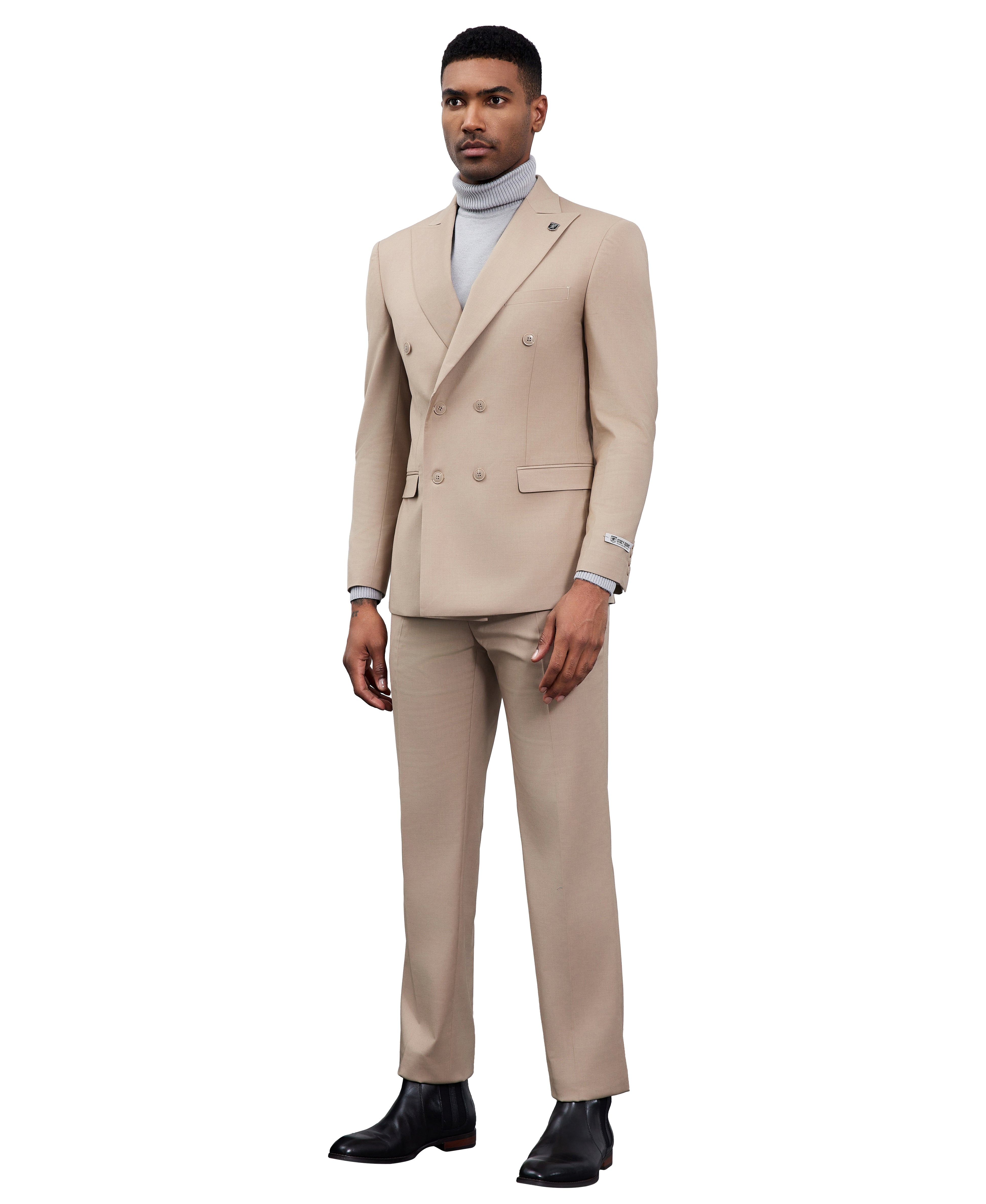 Men’s Stacy Adams Double-Breasted Suit – Tan | D&K Menswear