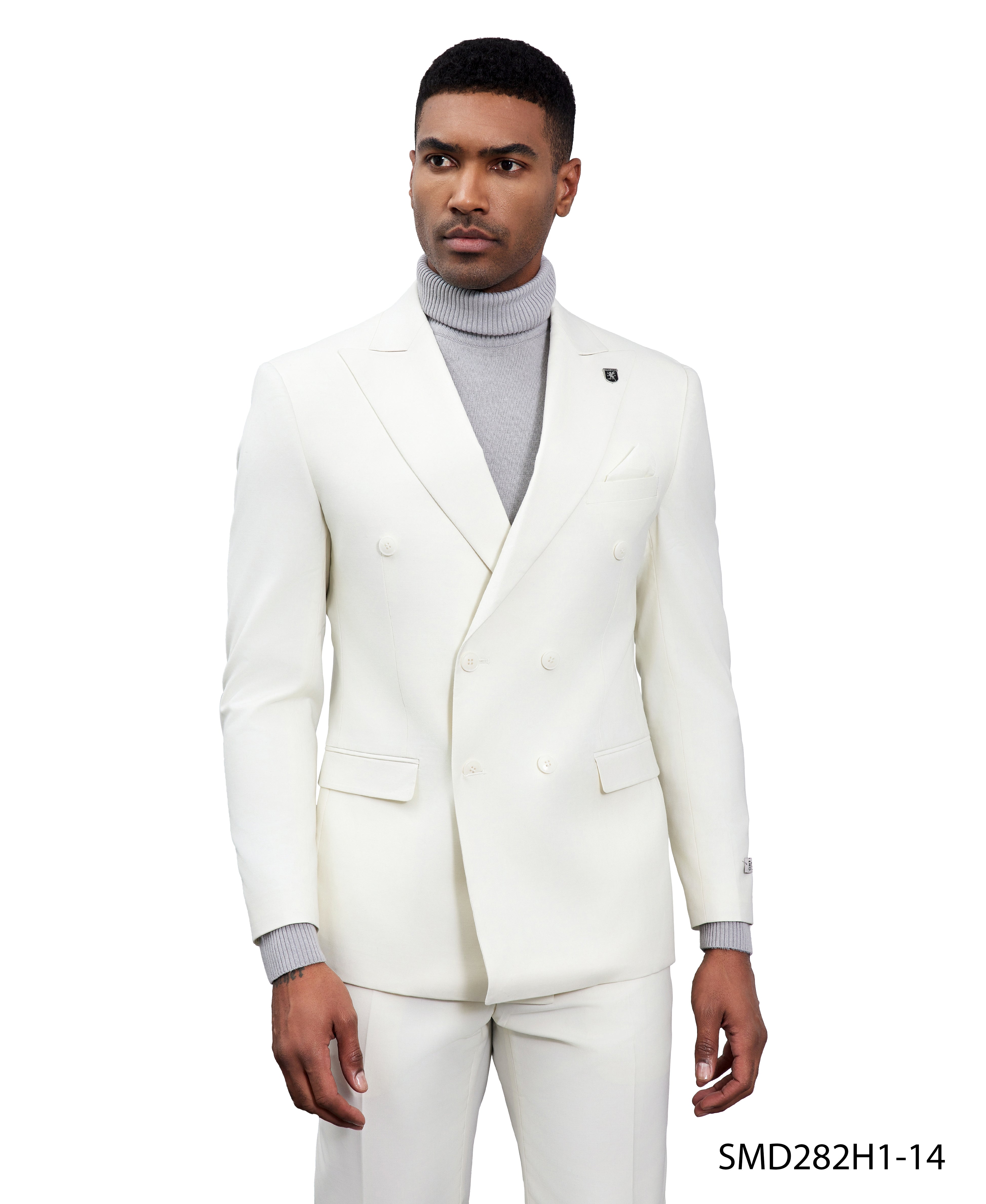 Men’s Stacy Adams Double-Breasted Suit – Ivory | D&K Menswear