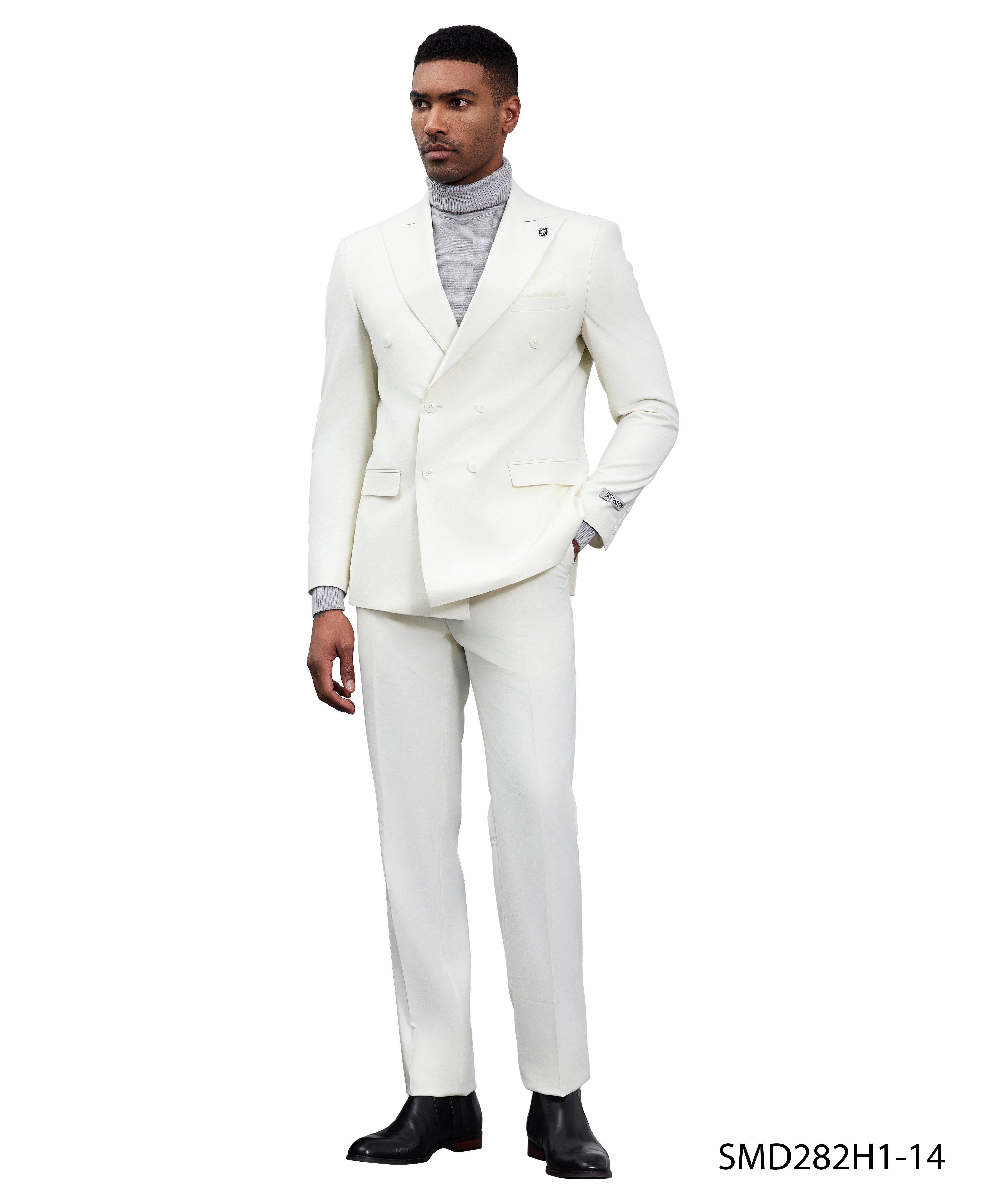 Men’s Stacy Adams Double-Breasted Suit – Ivory | D&K Menswear