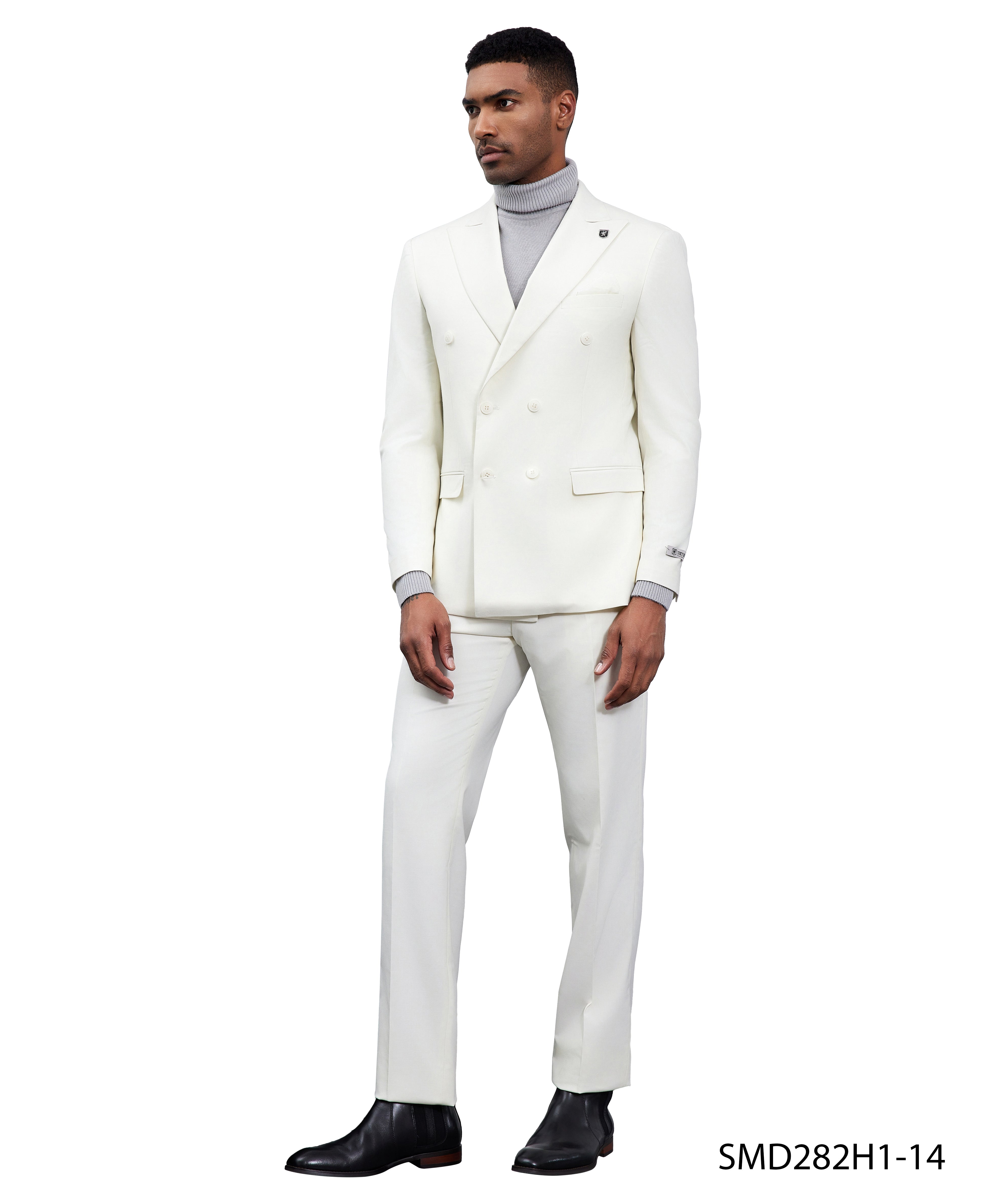 Men’s Stacy Adams Double-Breasted Suit – Ivory | D&K Menswear