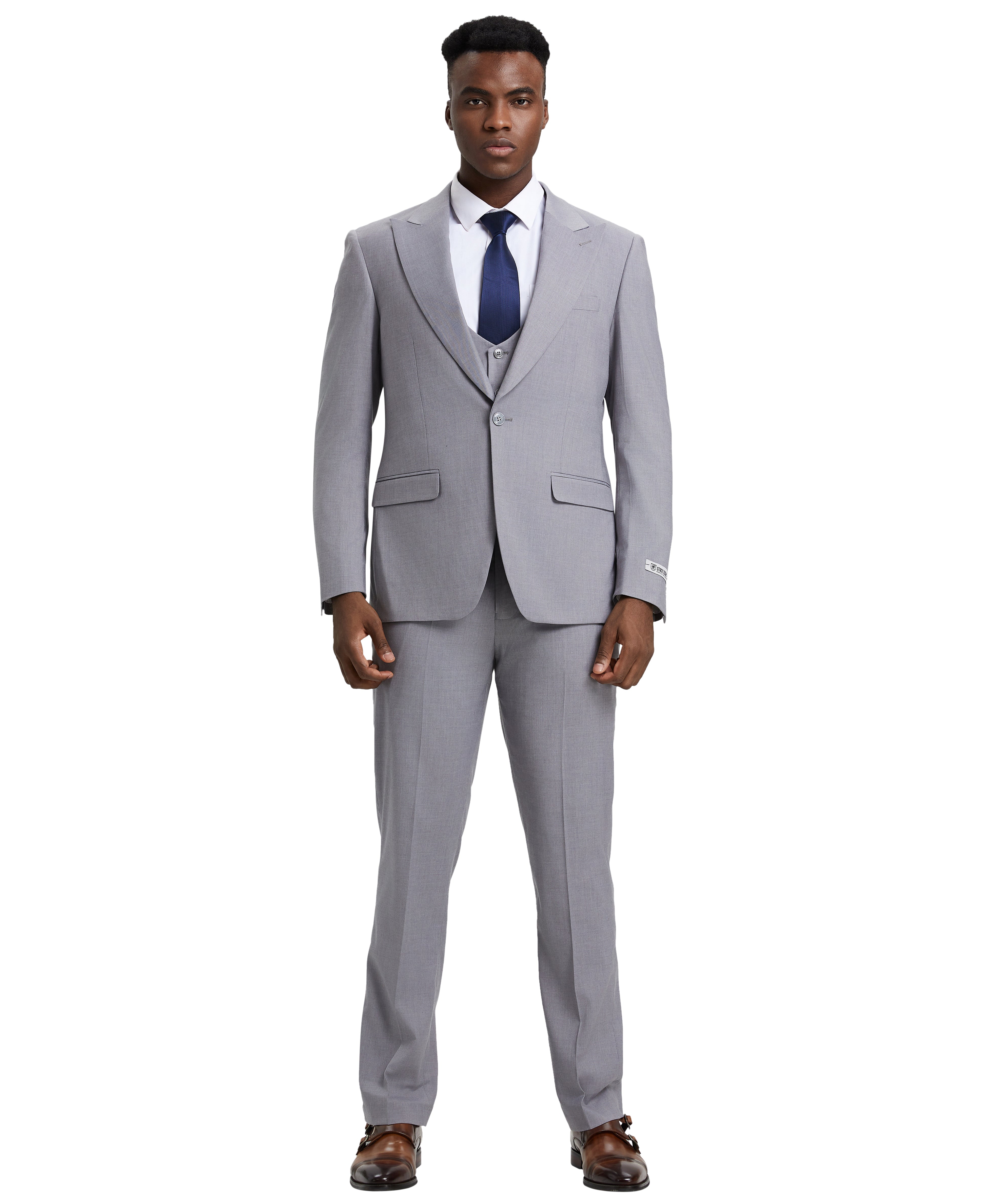 Stacy Adams Grey Hybrid-Fit 3-Piece Suit
