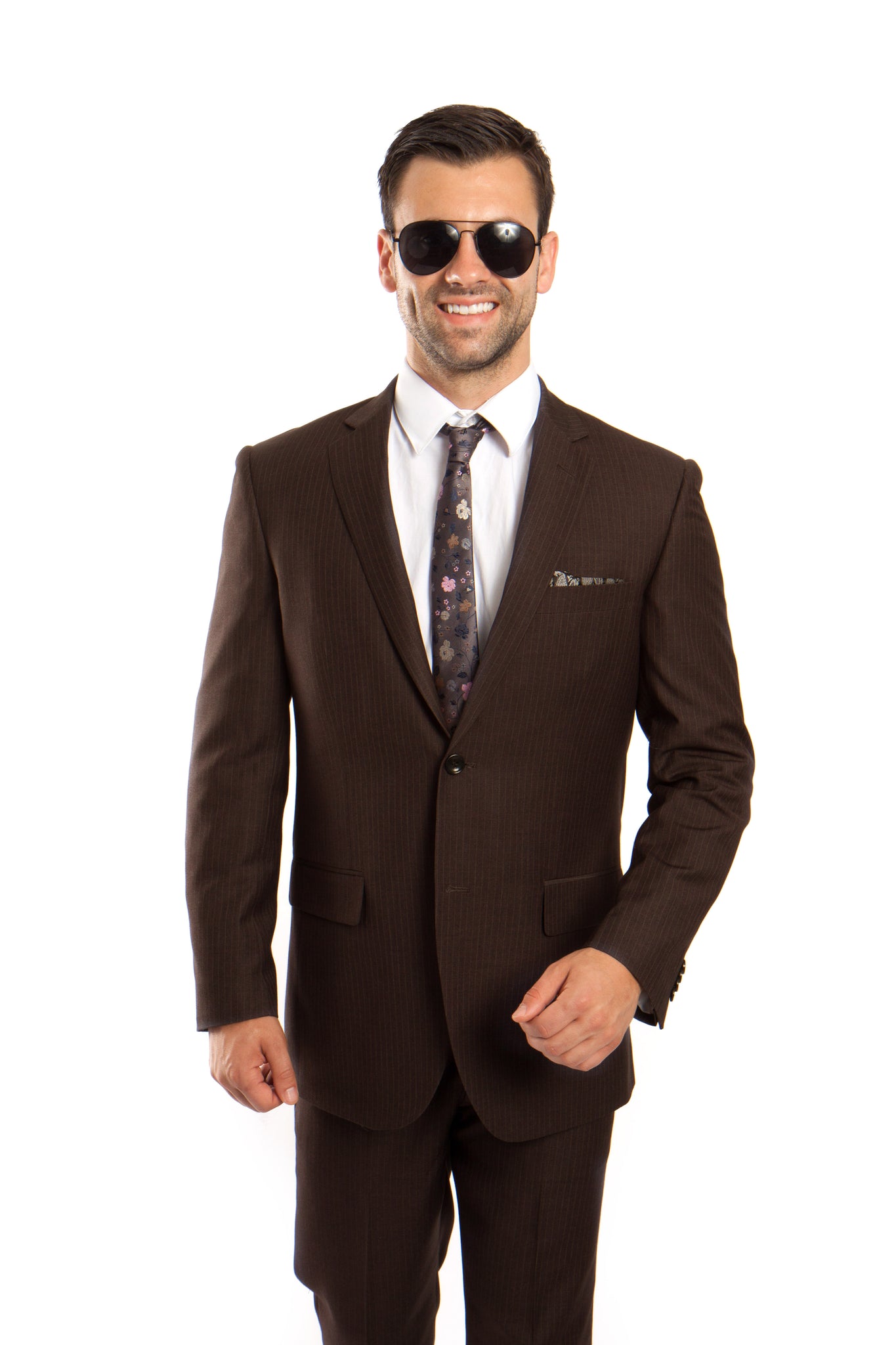 Brown 2-PC Modern Fit Suits Suits For Men