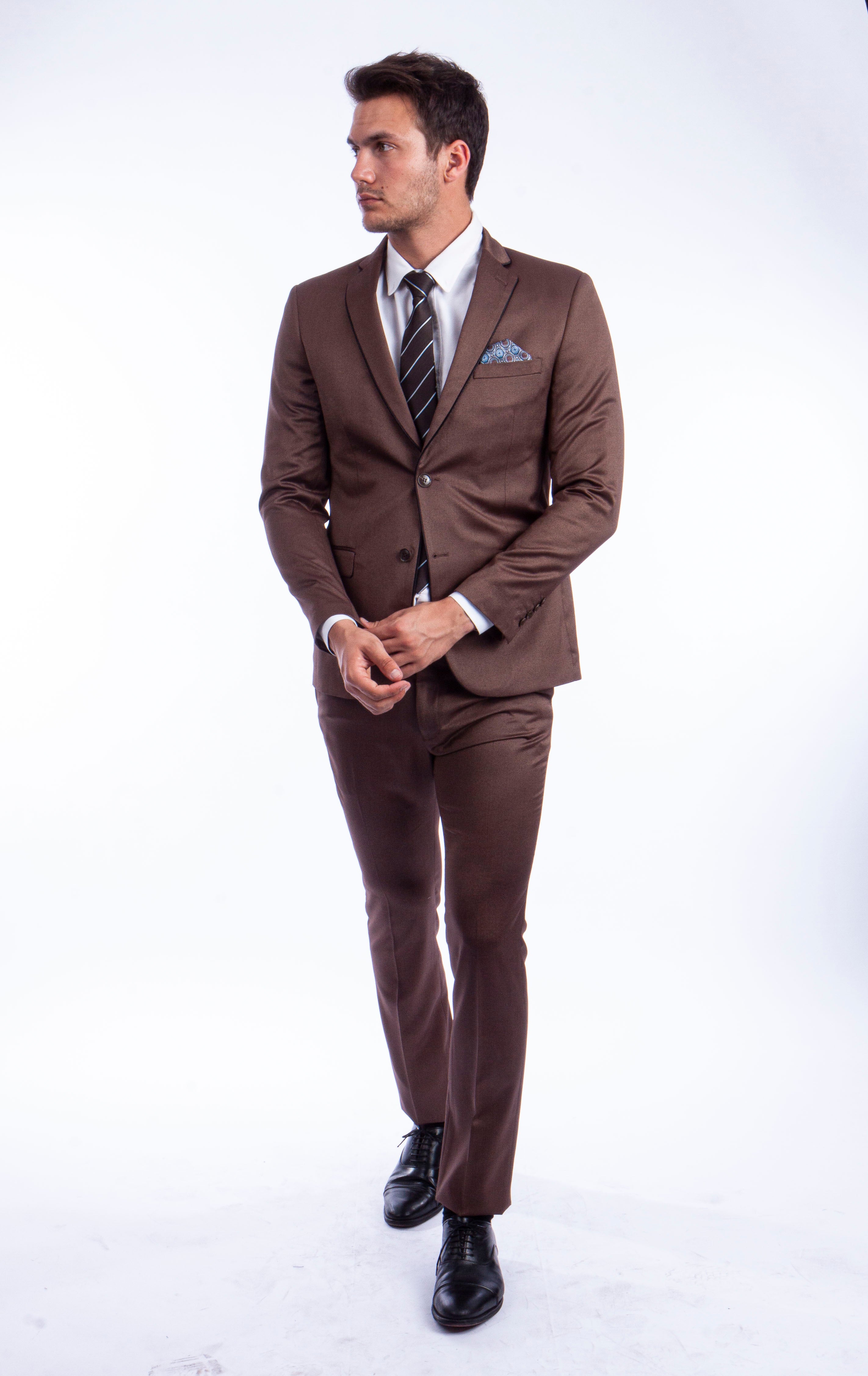 Brown Suit For Men Formal Suits For All Ocassions Brown / 40R/34W / M317SK-01