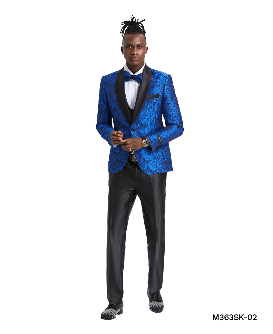 Gold / Black Shawl Collar Paisley Mens-suit Gold / Black / 40L/34W / M363SK-02 Gold / Black Shawl Collar Paisley Mens-suit Gold / Black / 40L/34W / M363SK-02