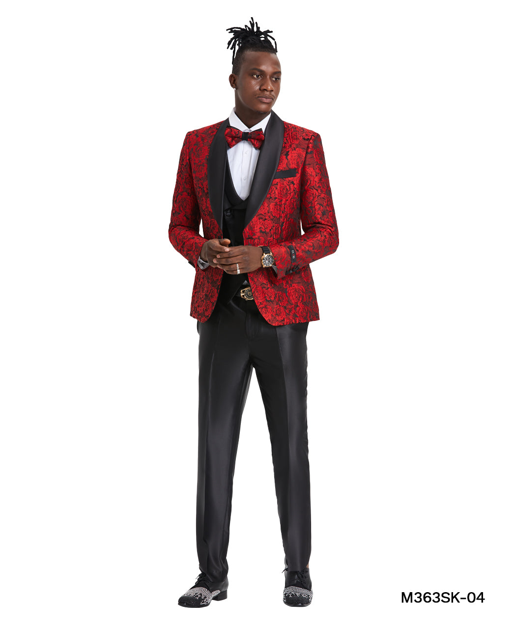 Hunter / Black Shawl Collar Paisley Mens-suit Hunter / Black / 52R/46W / M363SK-04