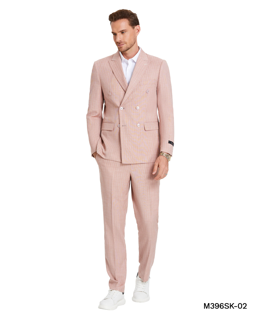 2 PC Double Breasted Rose Pin-Stripe Suit