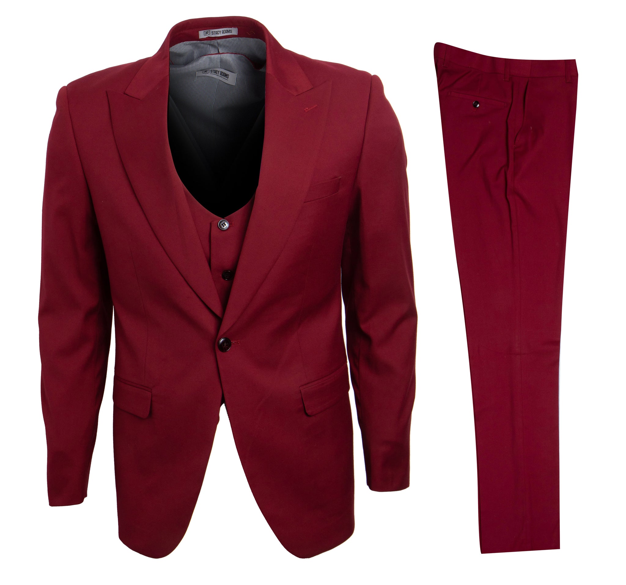 D&K Menswear Cherry Red Stacy Adams Suit on display