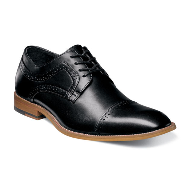 Stacy Adams Dickinson Black Black cap toe leather shoe by Stacy