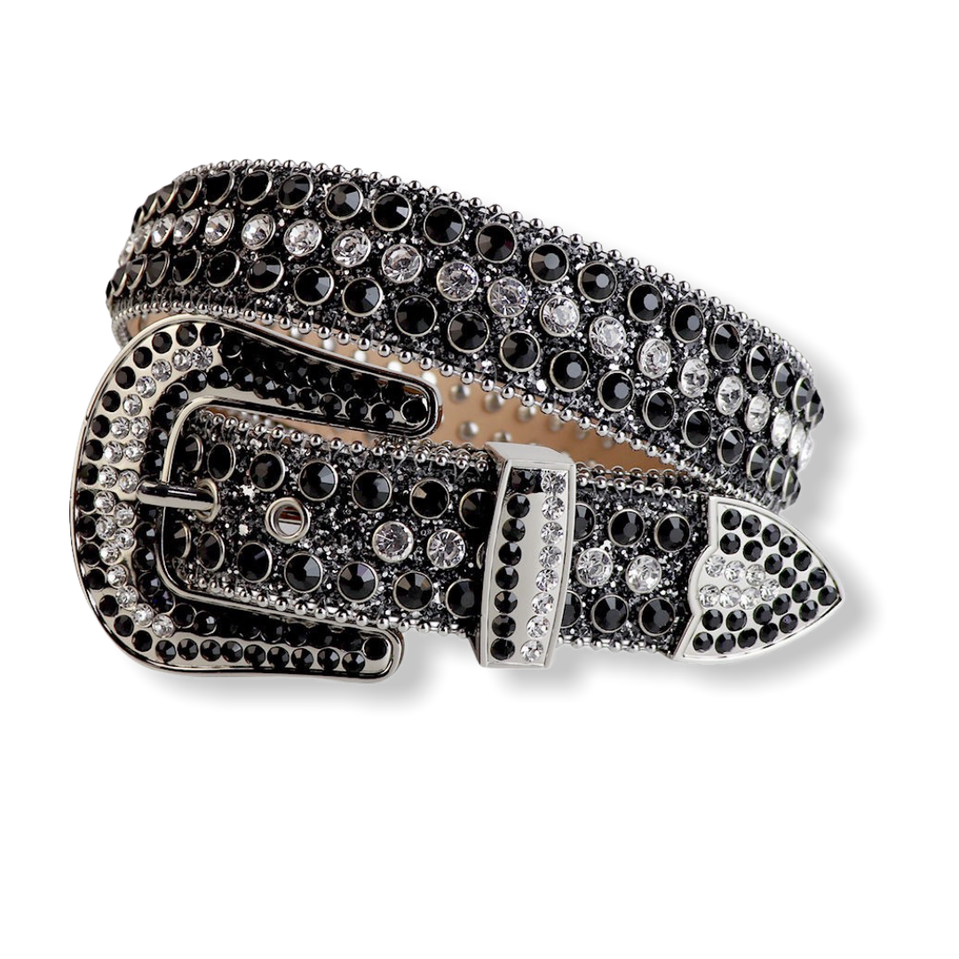 Silver top rhinestone belt