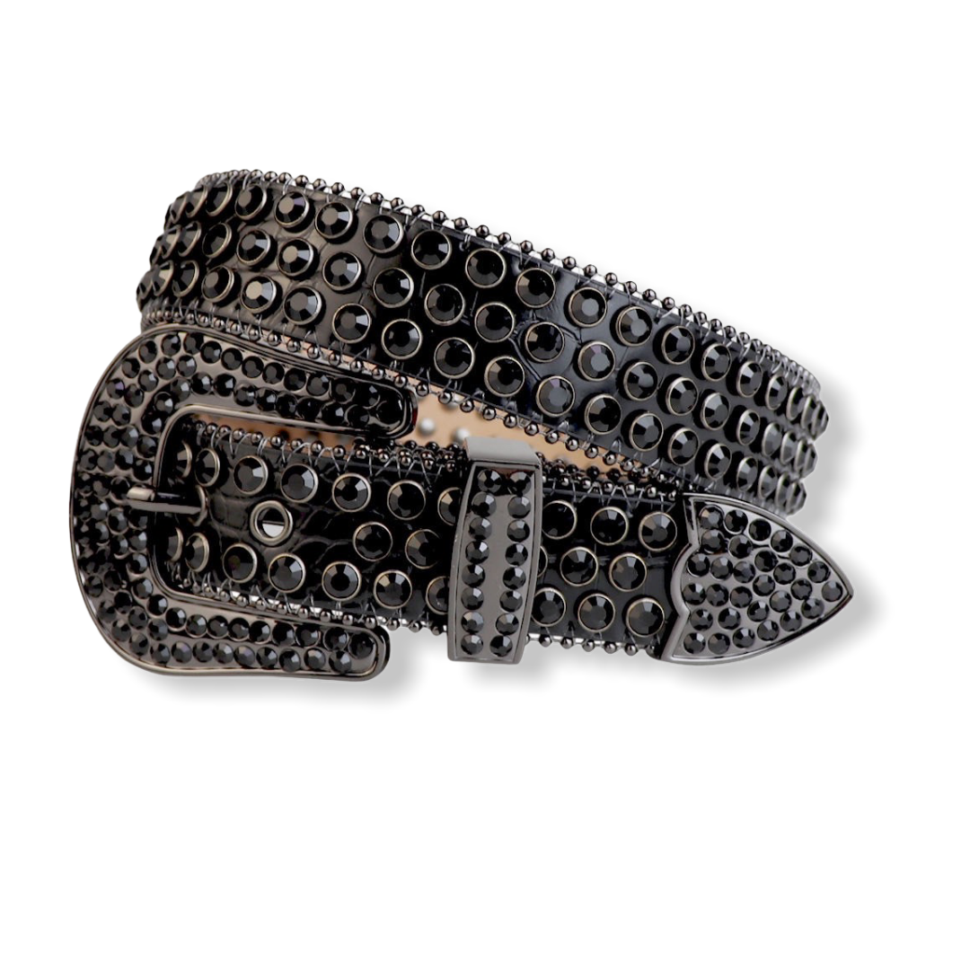 Luxe Premium Studded Rhinestone Belt Black