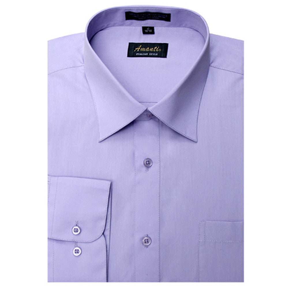 Amanti Men's Solid Classic Dress Shirt Convertible Cuff