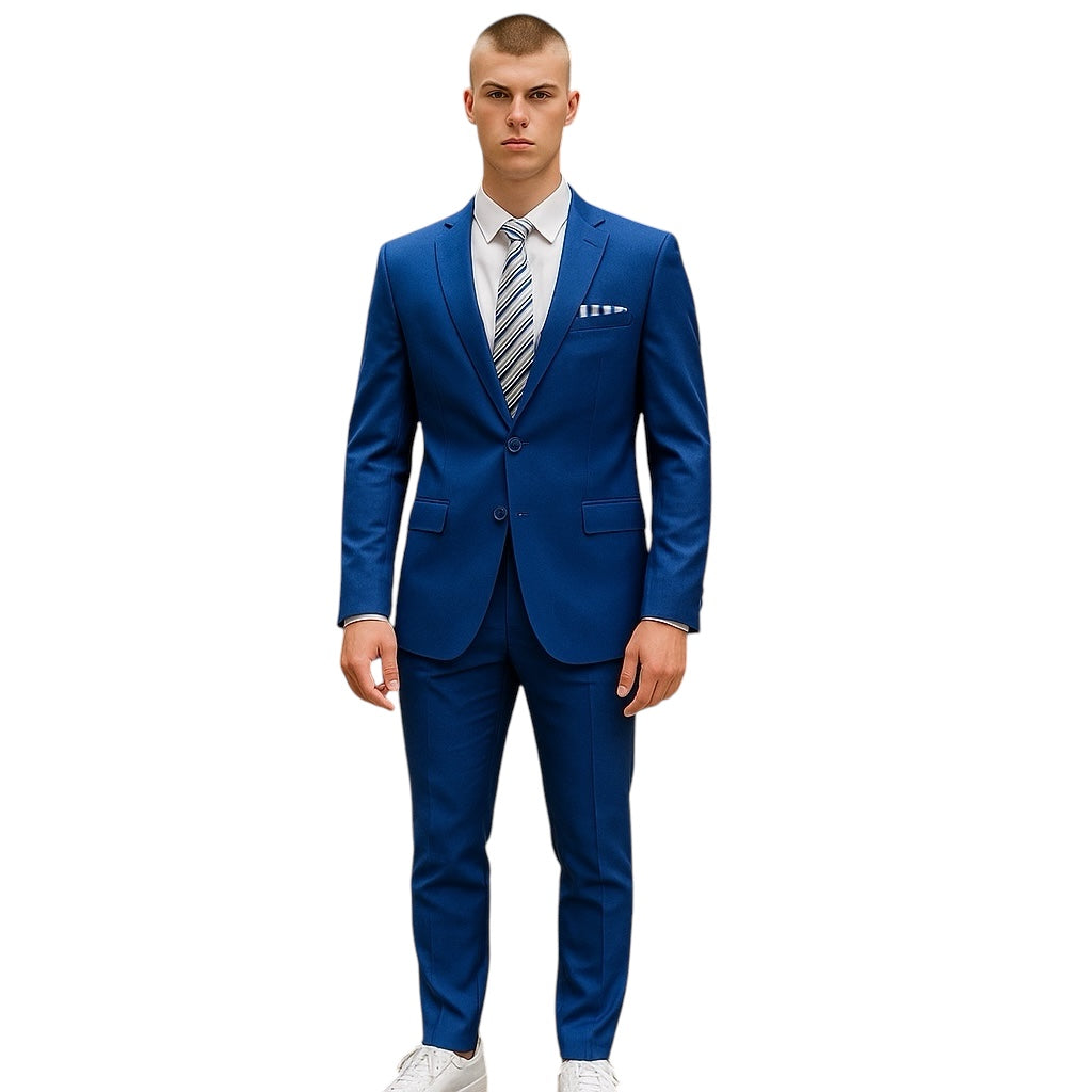 Royal Blue Notch Lapel Slim Fit 2-PC Suits For All Ocassions M085S-12