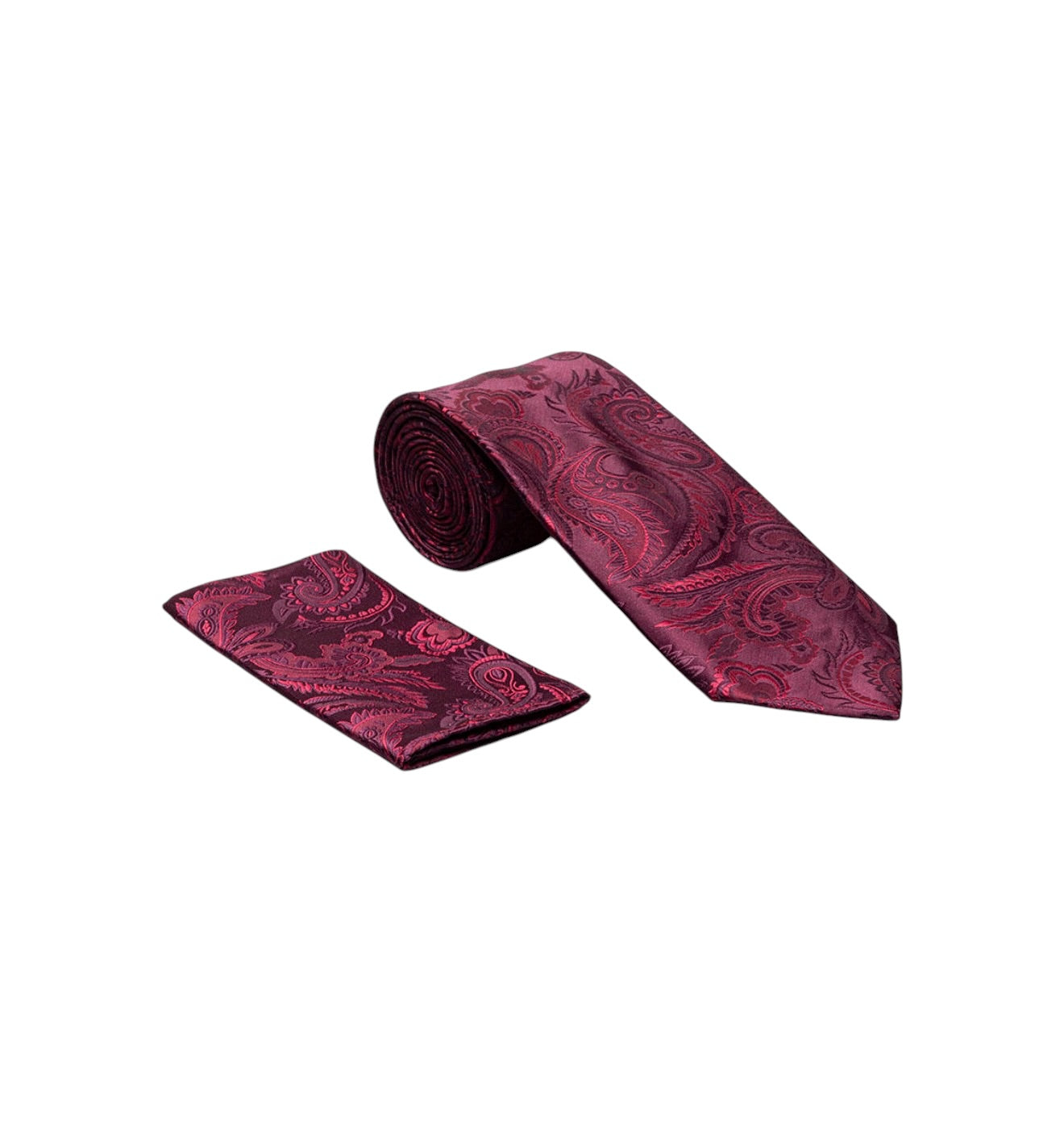 Paisley satin tie and hanky set