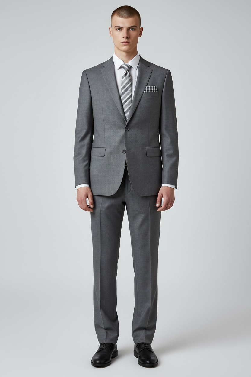 Lt. Gray Solid Mens Suit 2-PC Regular Modern Fit Suits For Men