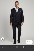 Navy Solid 3-PC Modern Fit Suits For Men