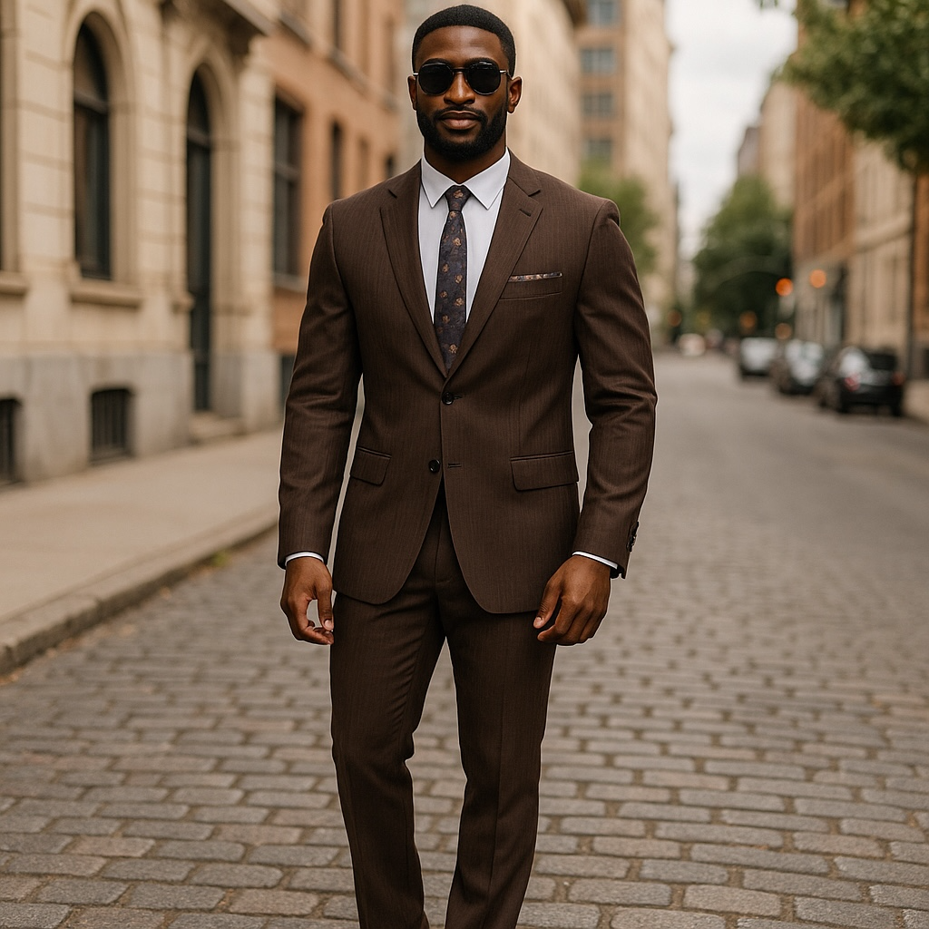Brown 2-PC Modern Fit Suits Suits For Men