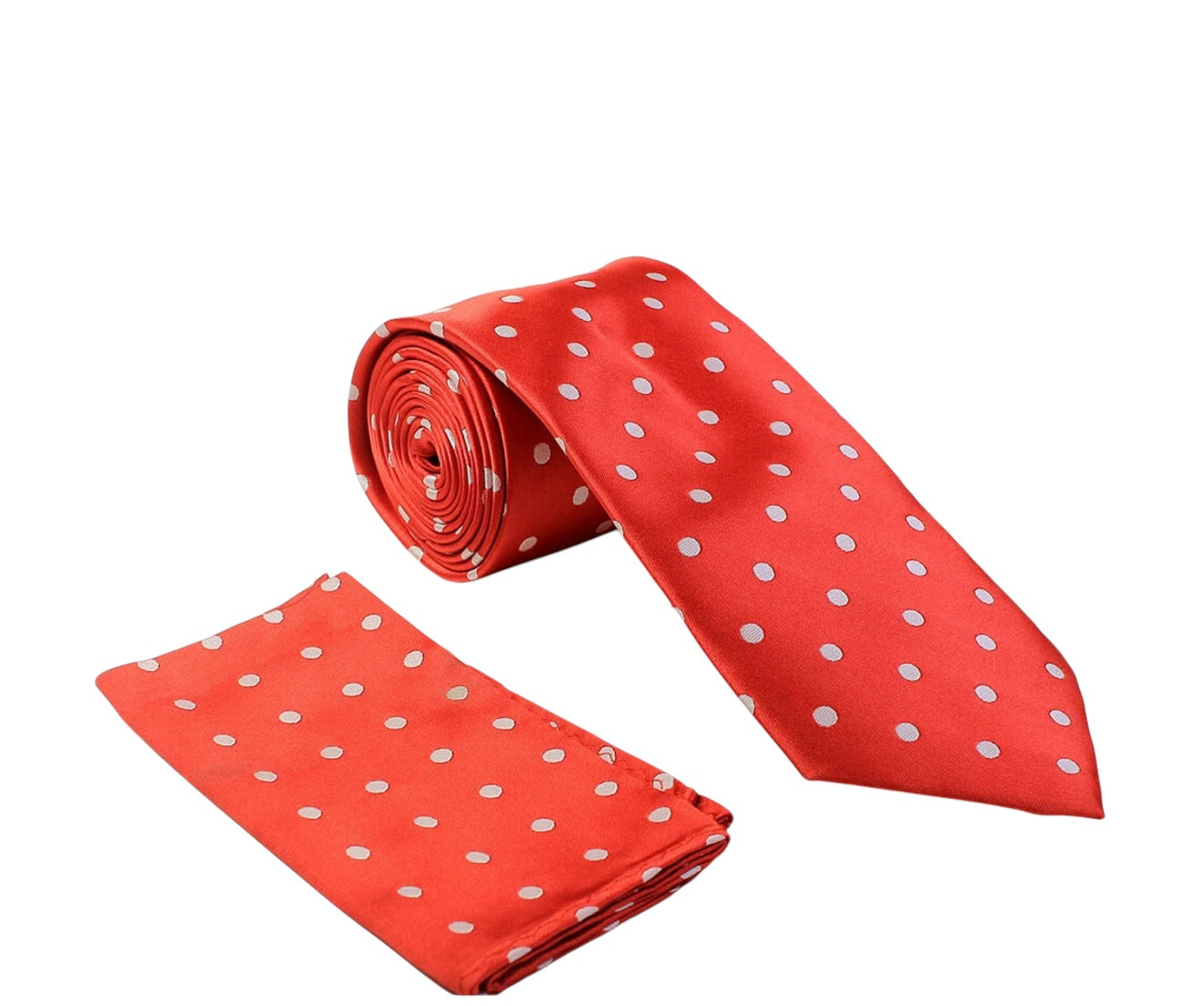 Pin dot satin tie and hanky