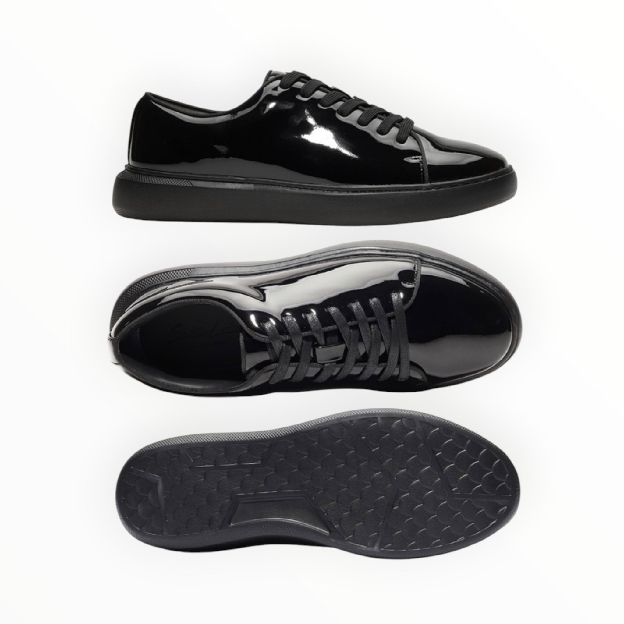 Patent leather sneaker with chunky sole