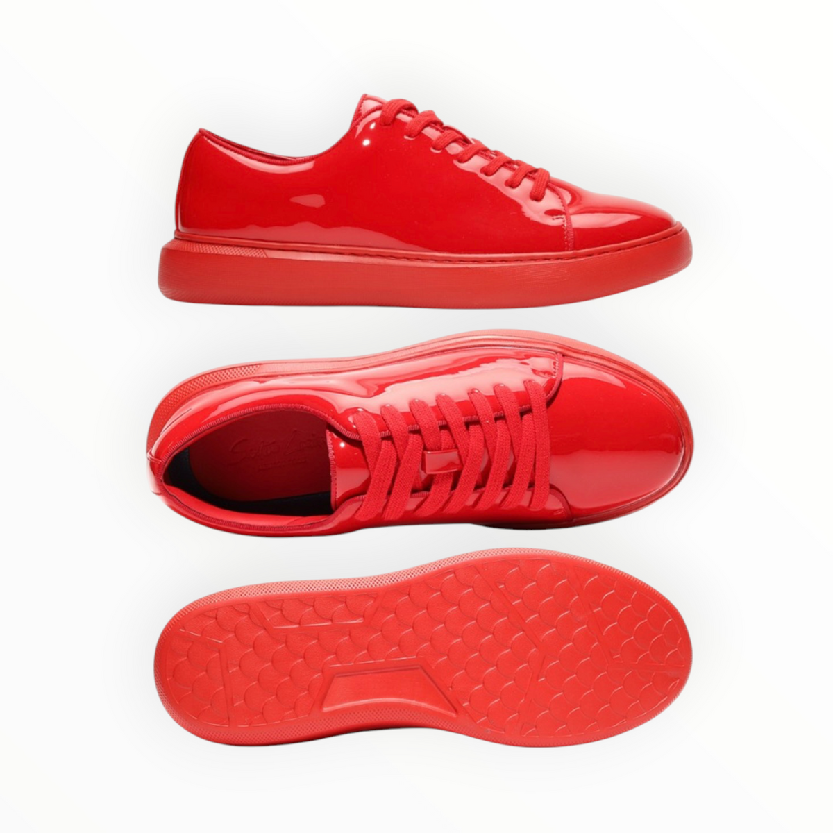 Patent leather sneaker with chunky sole