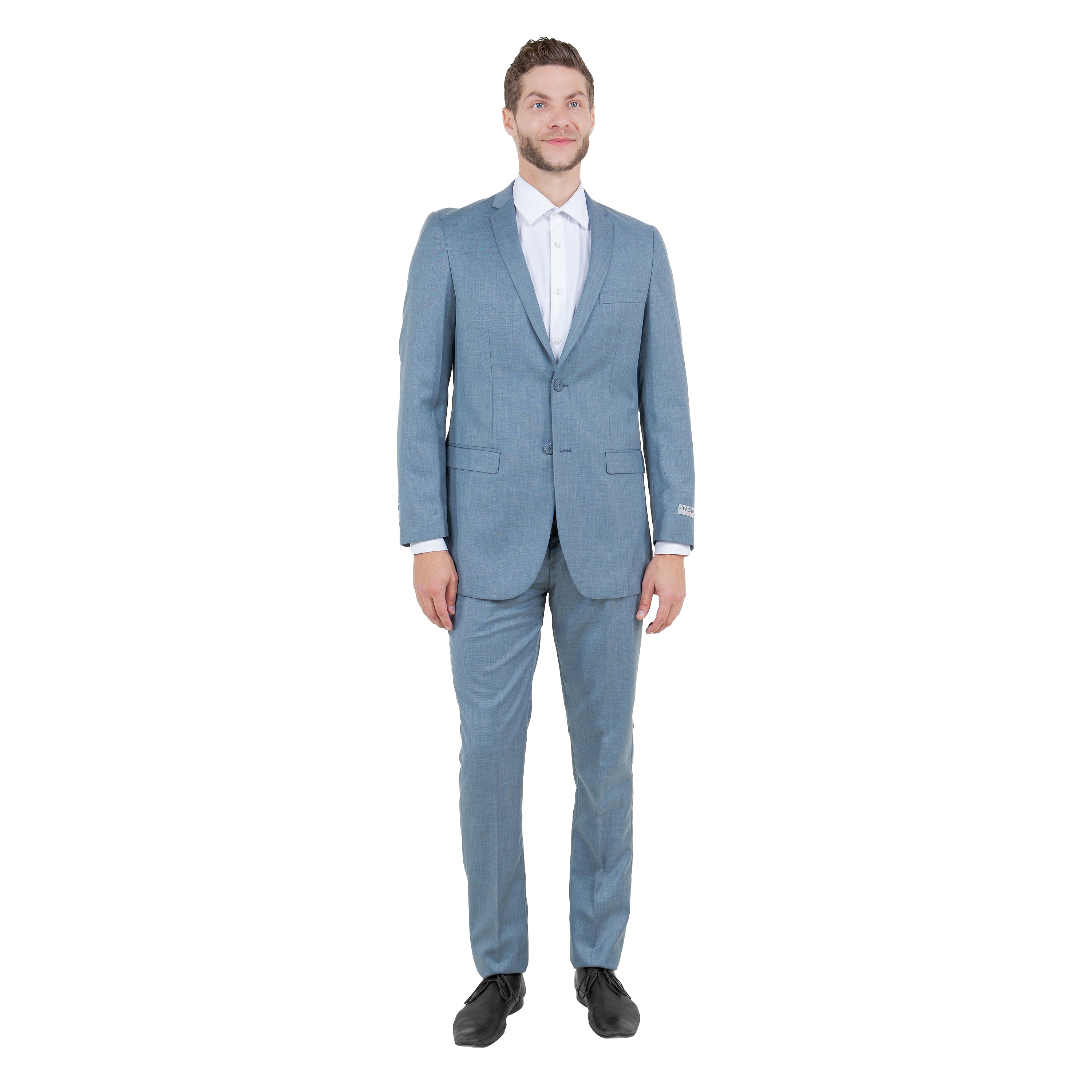 Tazzio Mens-suit 2-PC Sharkskin Slim Fit