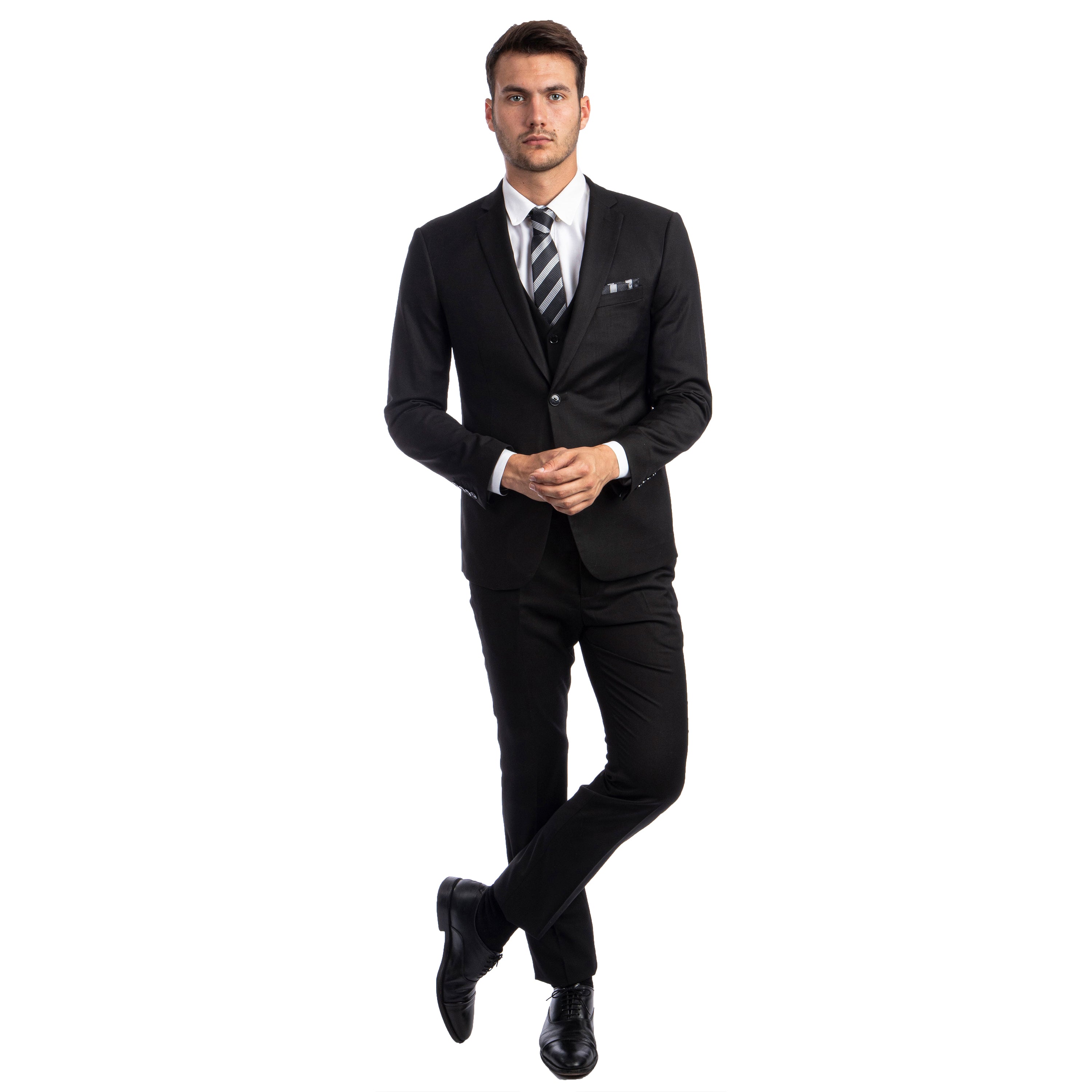 Solid 3 PC Skinny Fit Suit