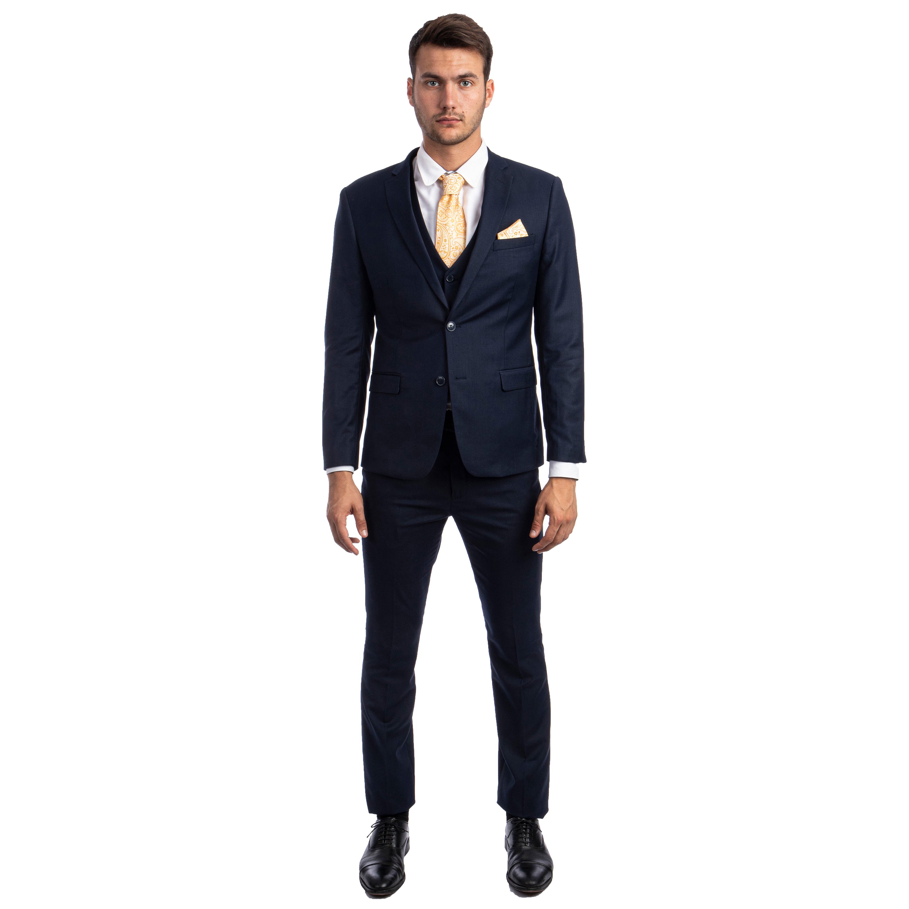 Solid 3 PC Skinny Fit Suit