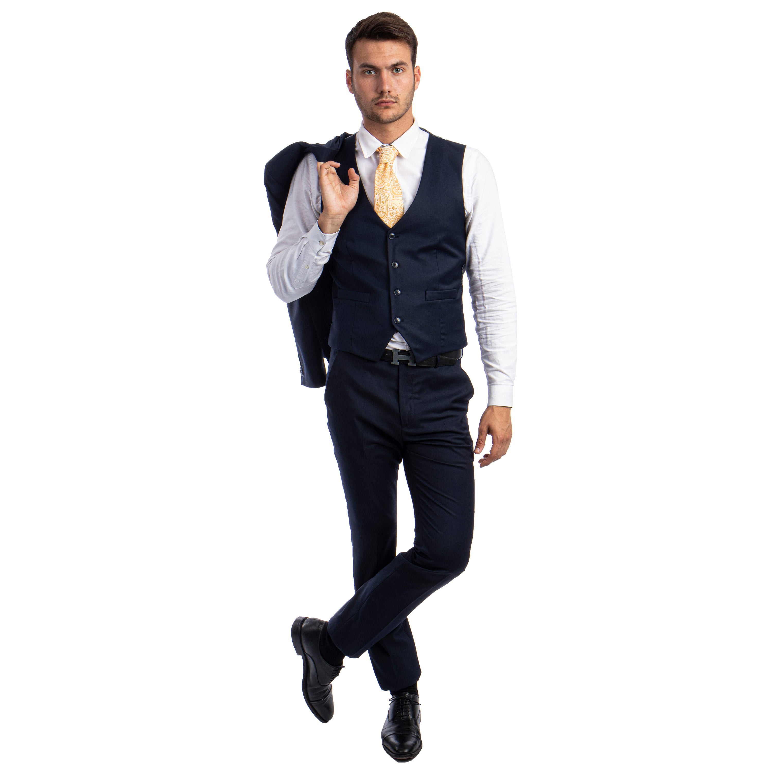 Solid 3 PC Skinny Fit Suit