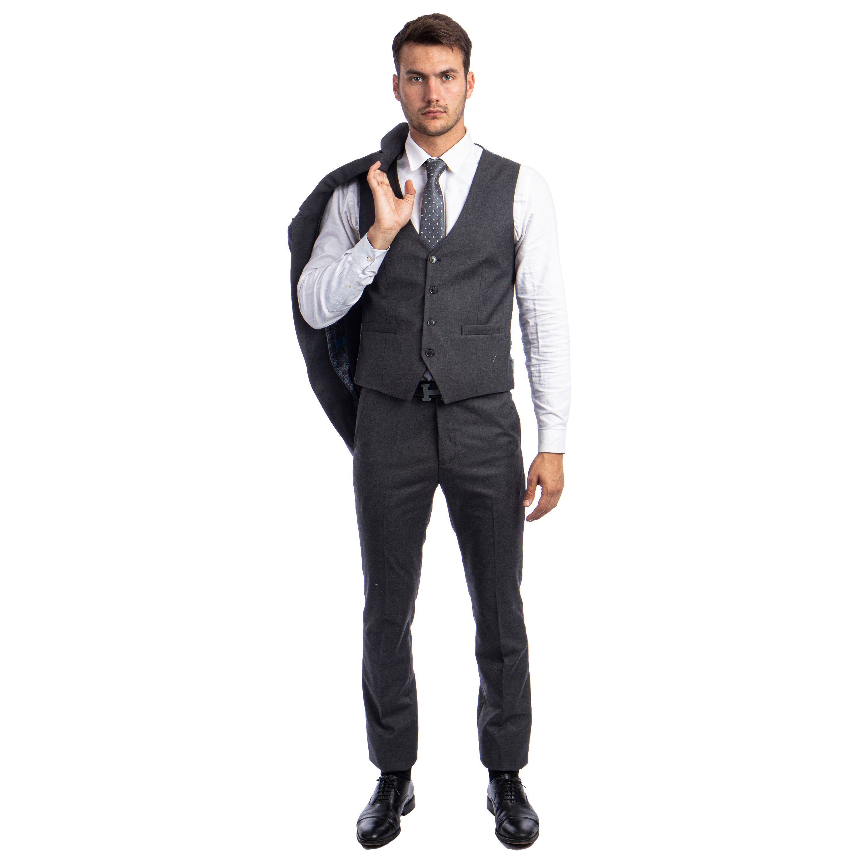 Solid 3 PC Skinny Fit Suit