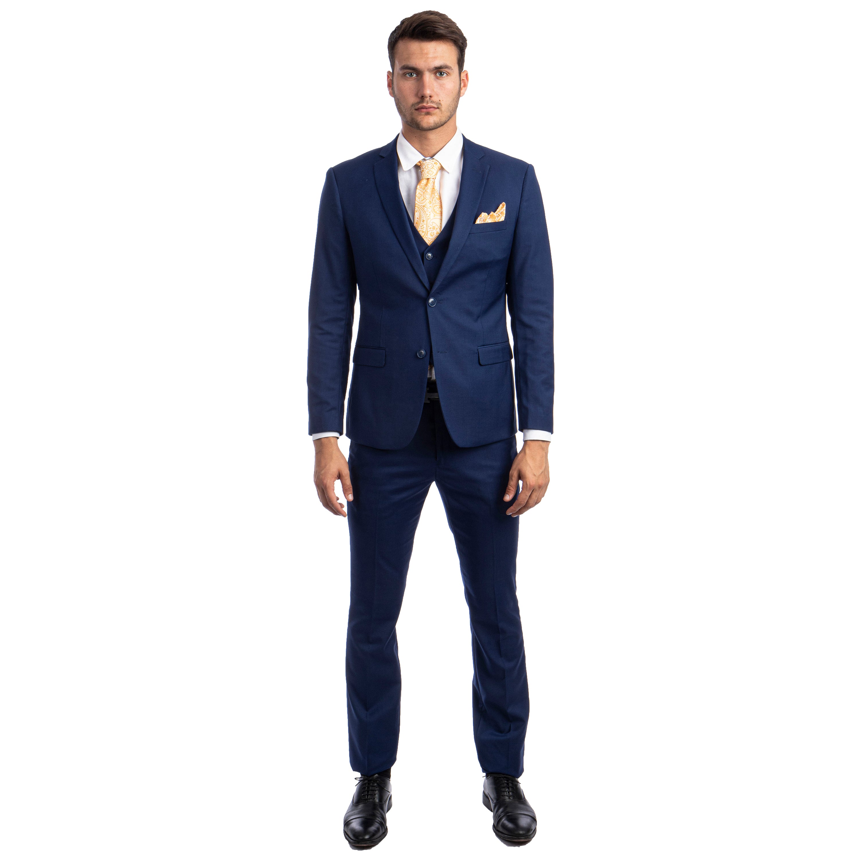 Solid 3 PC Skinny Fit Suit